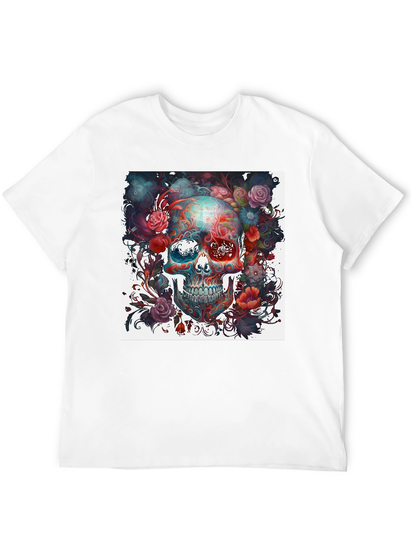 Floral Skull Graphic T-Shirt