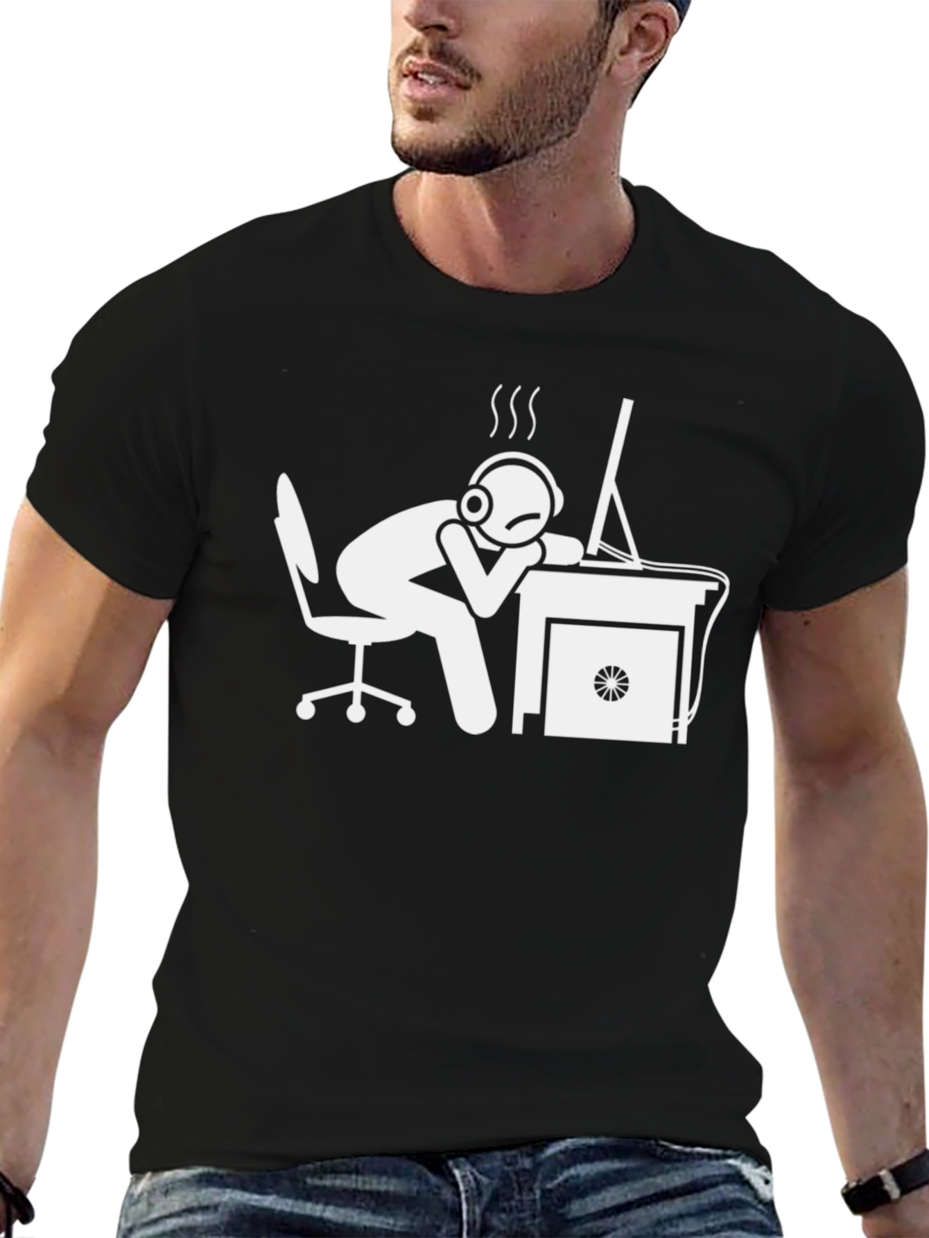 Funny Gamer Overworked T-Shirt - Black