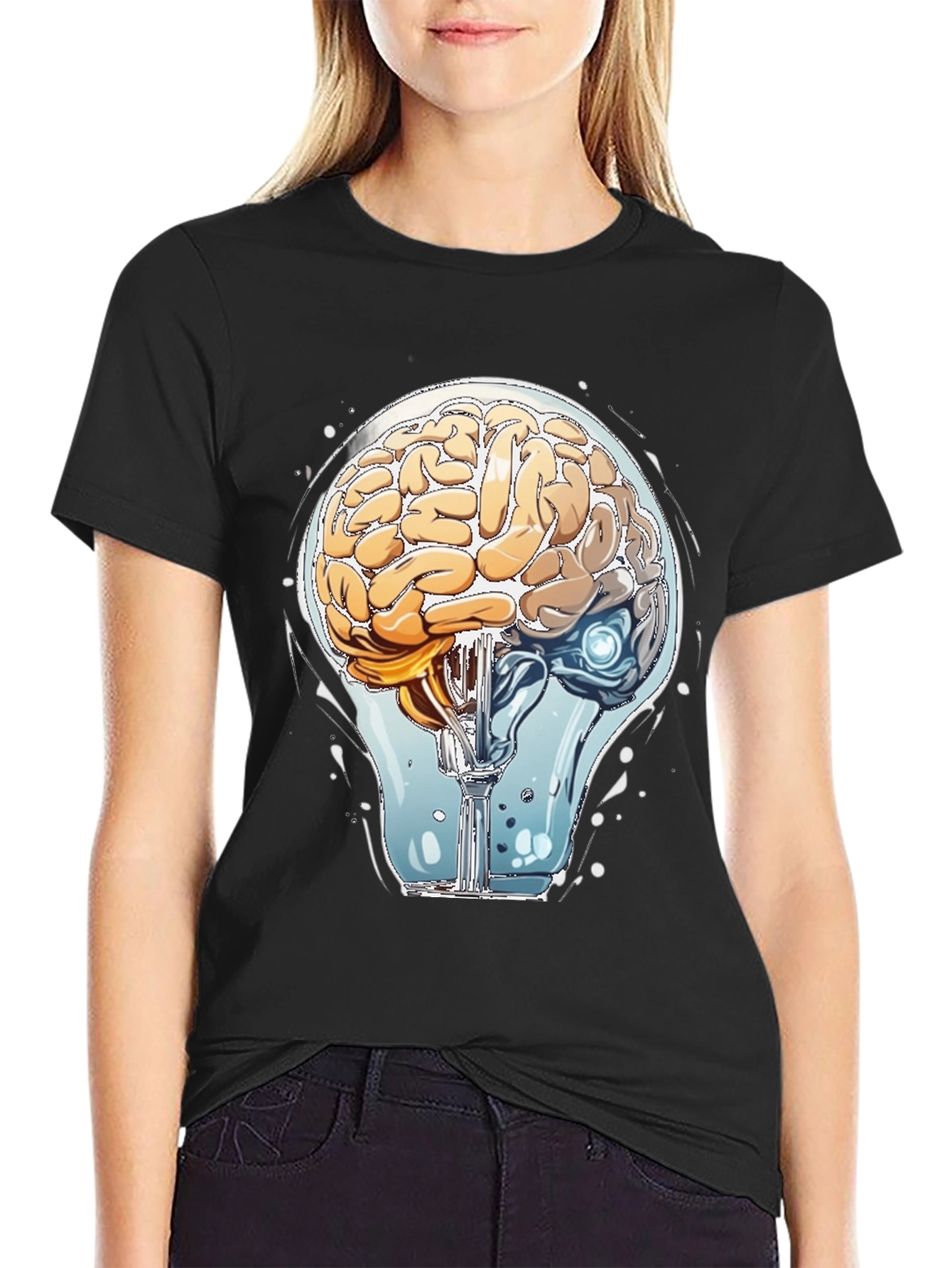 Brain Light Bulb Graphic Tee - Think Different