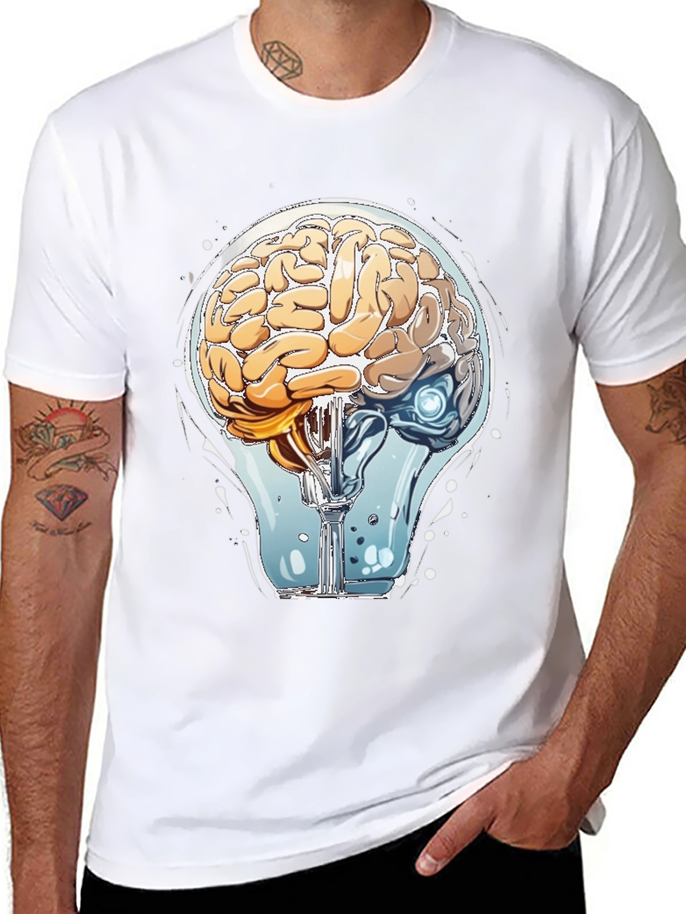 Brain Light Bulb Graphic Tee - Think Different