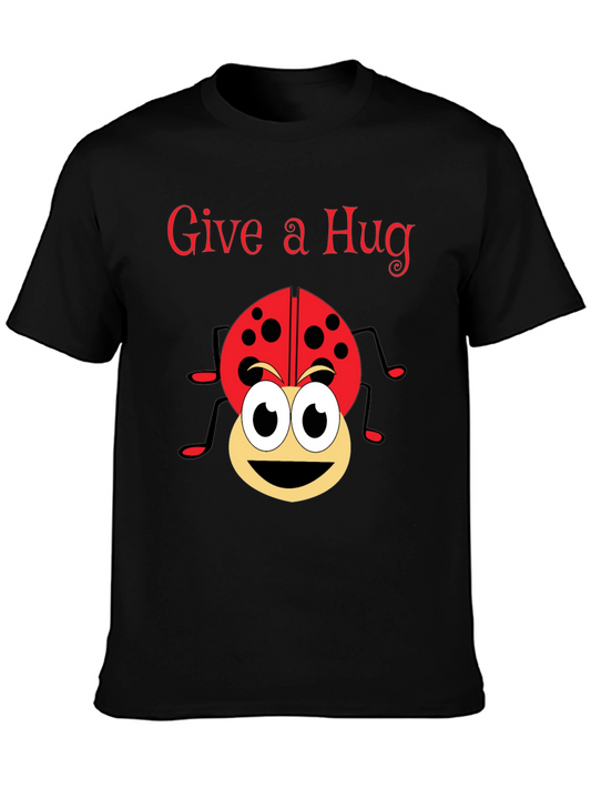 Give a Hug Ladybug Graphic Tee - Black