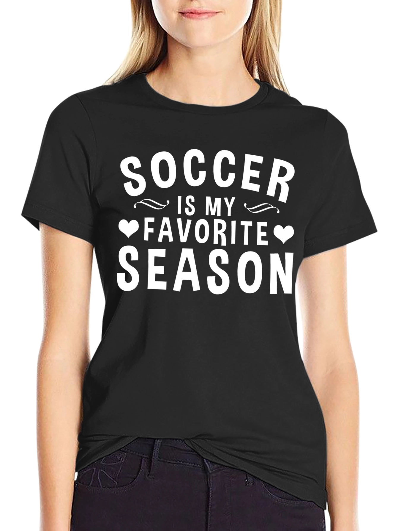 Soccer Is My Favorite Season Black T-Shirt