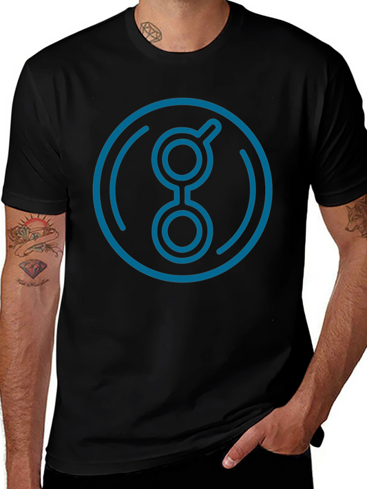Modern Blue Logo Graphic Black T-Shirt
