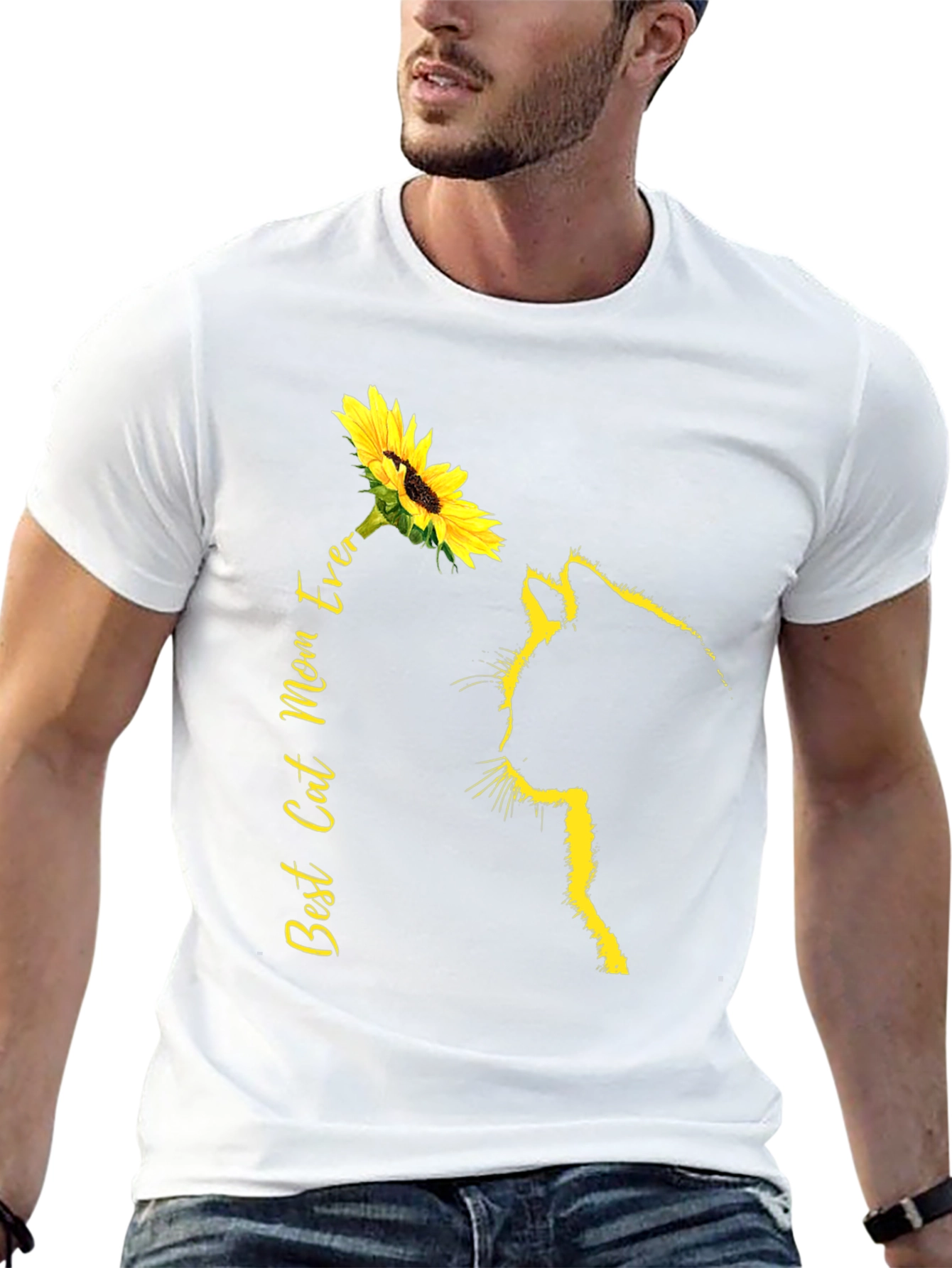 Best Cat Mom Ever Sunflower Graphic Tee