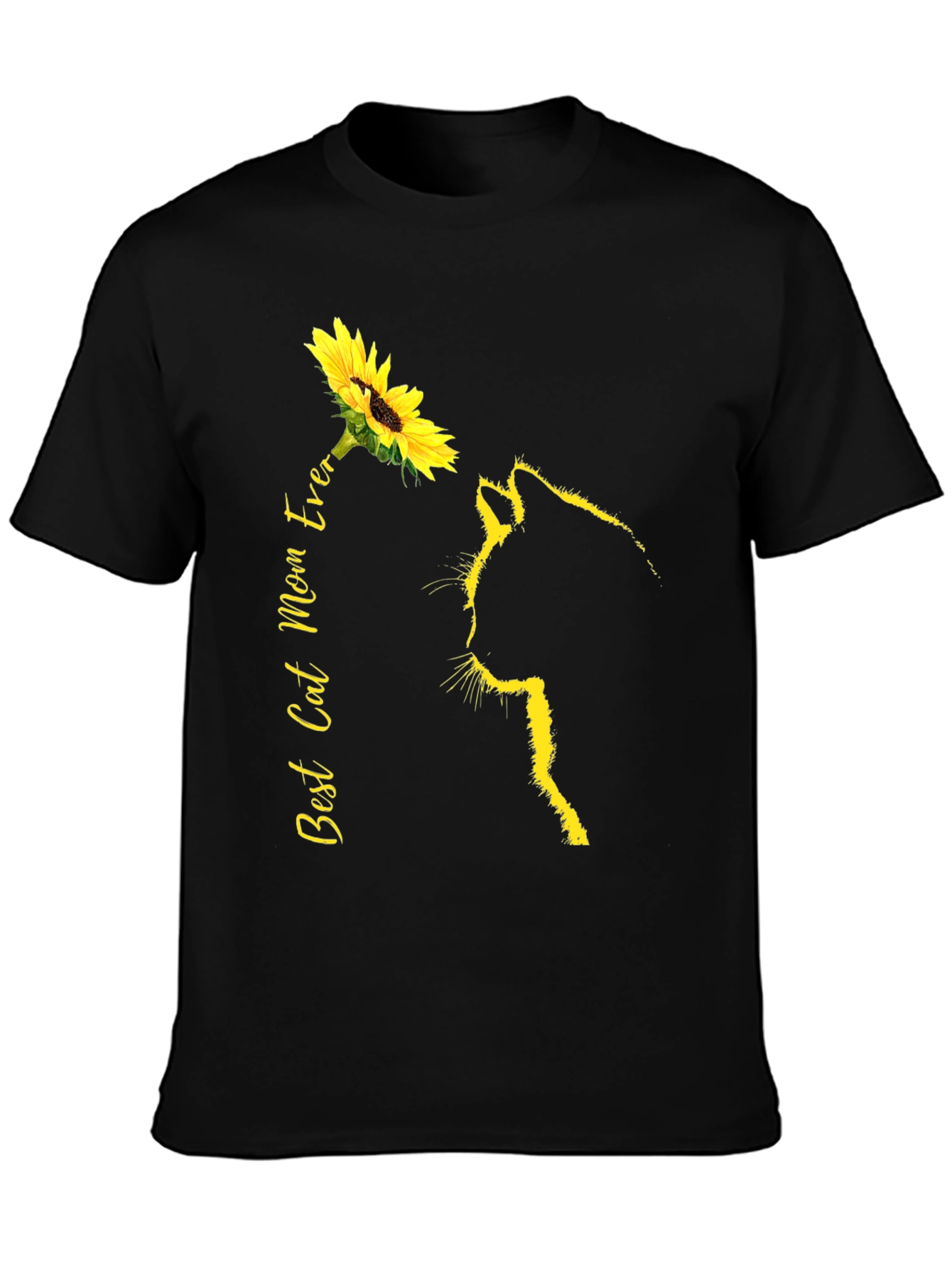 Best Cat Mom Ever Sunflower Graphic Tee