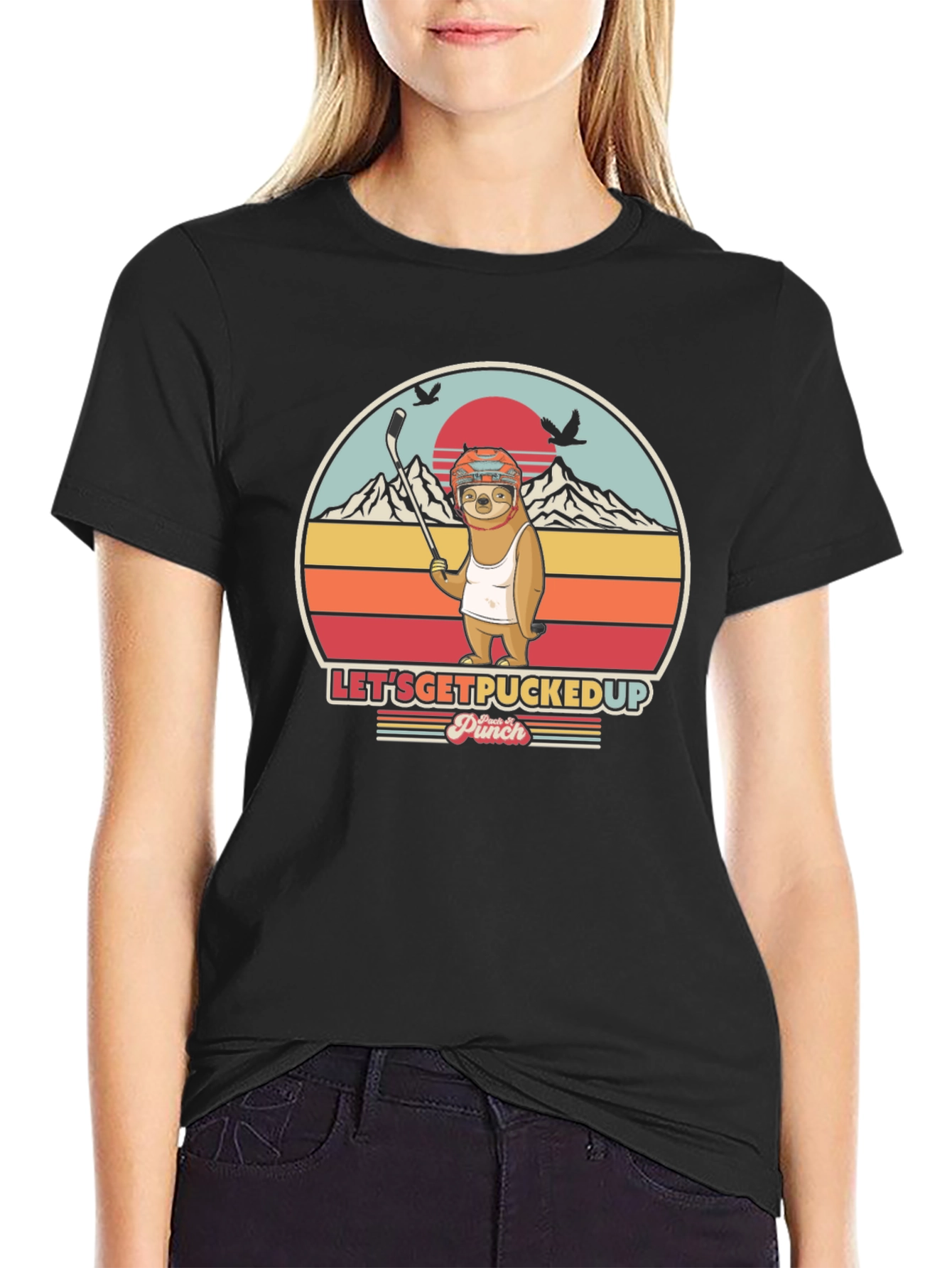 Lets Get Pucked Up Sloth Hockey T-Shirt