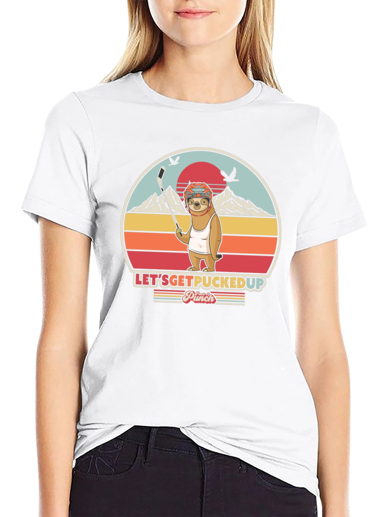Lets Get Pucked Up Sloth Hockey T-Shirt