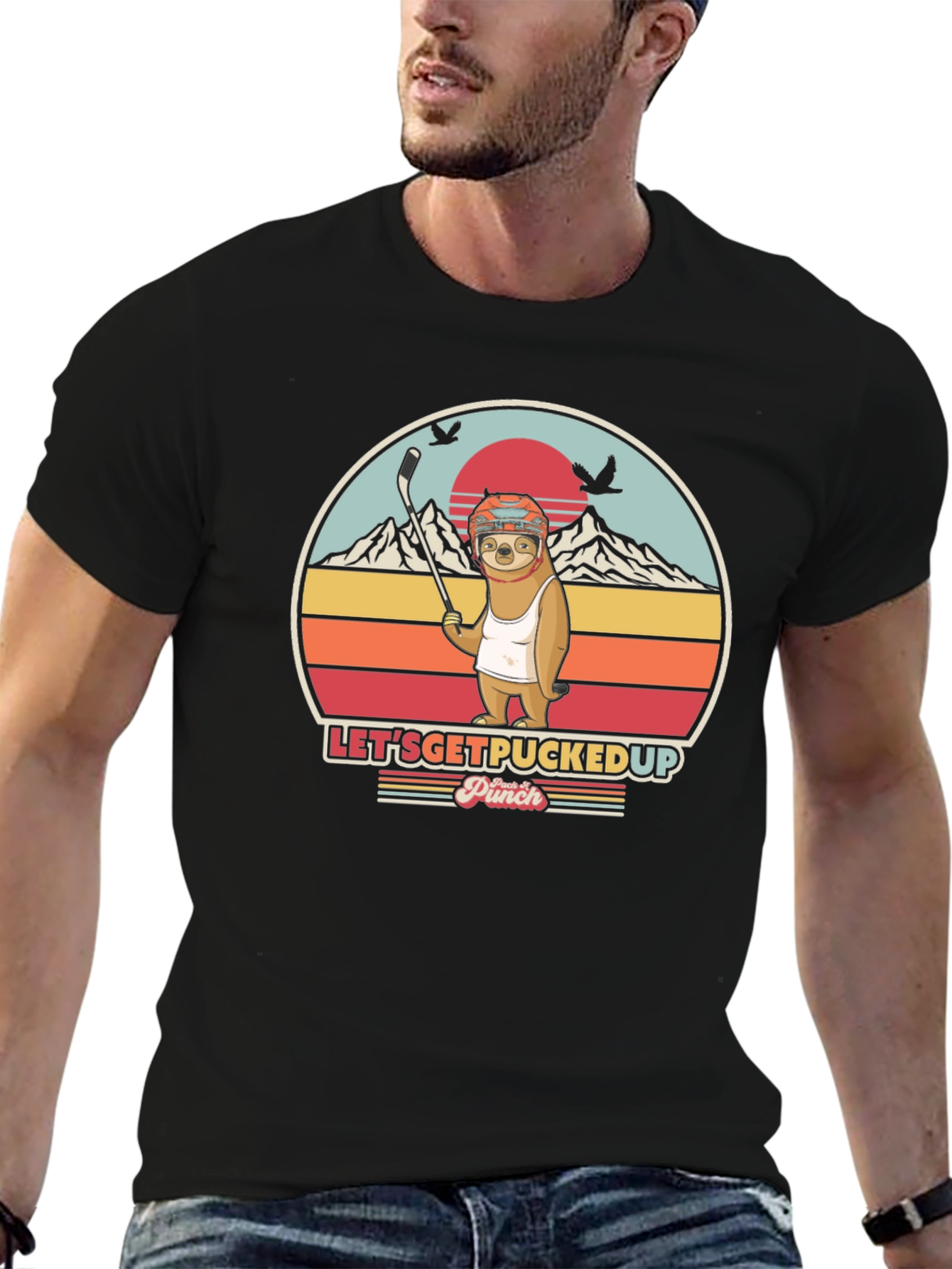 Lets Get Pucked Up Sloth Hockey T-Shirt