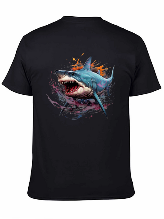 Shark Graphic Print Black T-Shirt