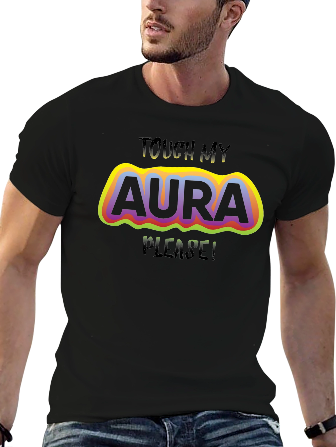 Touch My Aura Graphic Tee - Trendy Comfort