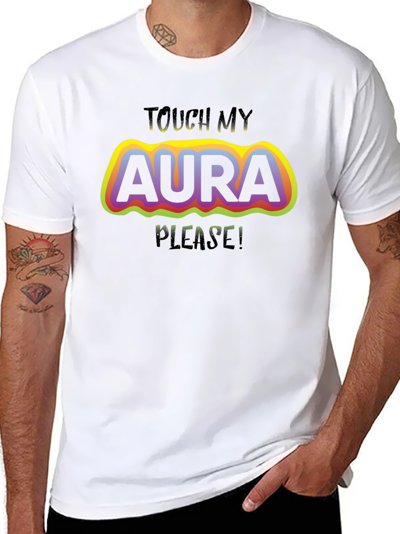 Touch My Aura Graphic Tee - Trendy Comfort