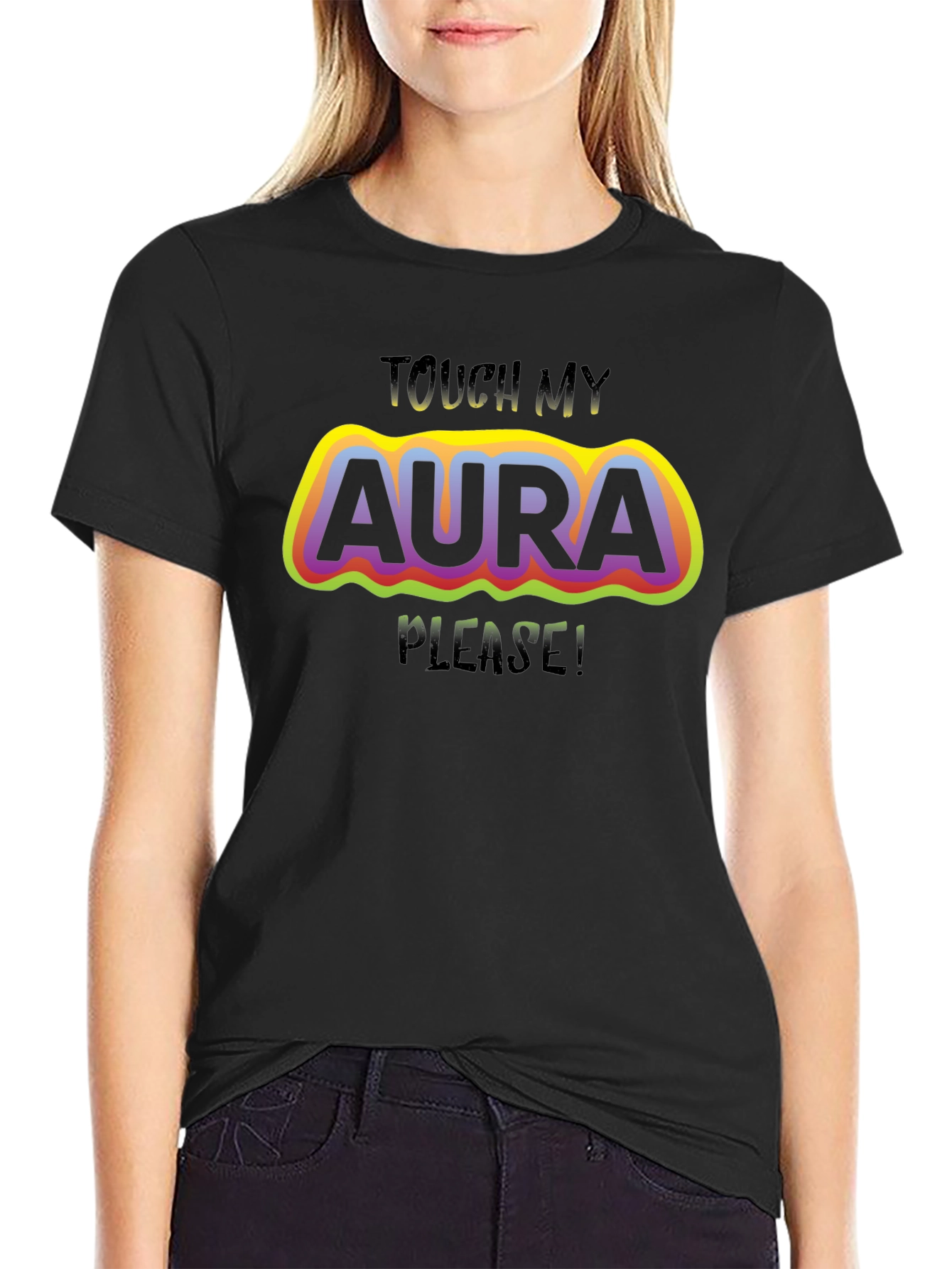 Touch My Aura Graphic Tee - Trendy Comfort