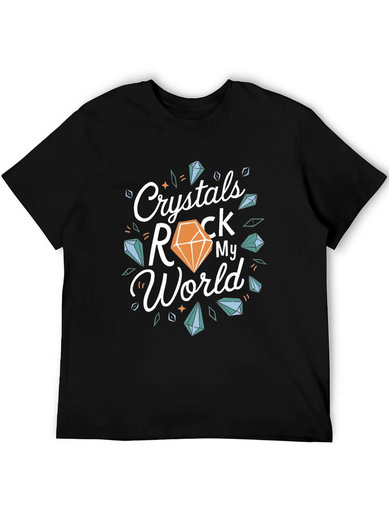 Crystals Rock My World Black T-Shirt