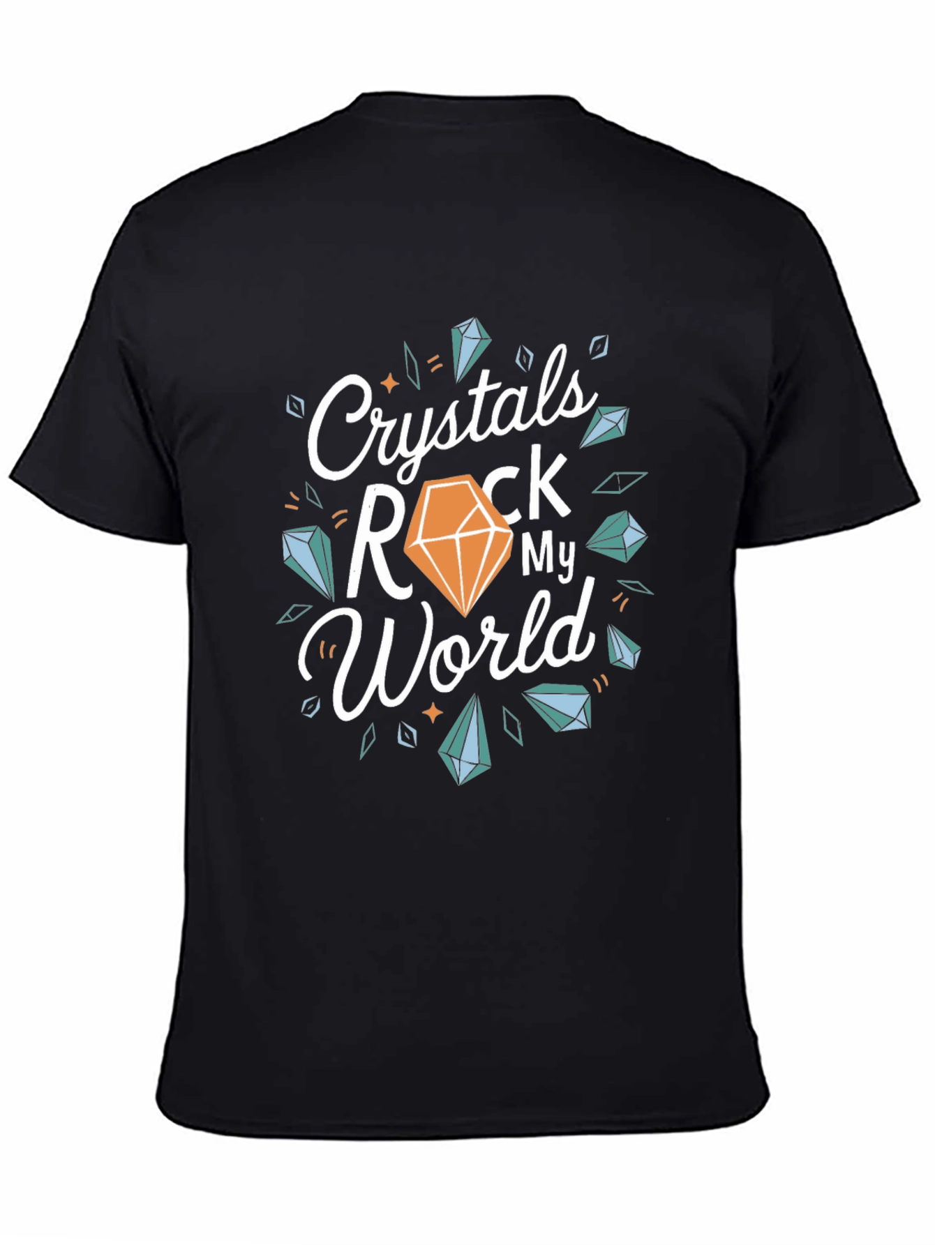 Crystals Rock My World Black T-Shirt