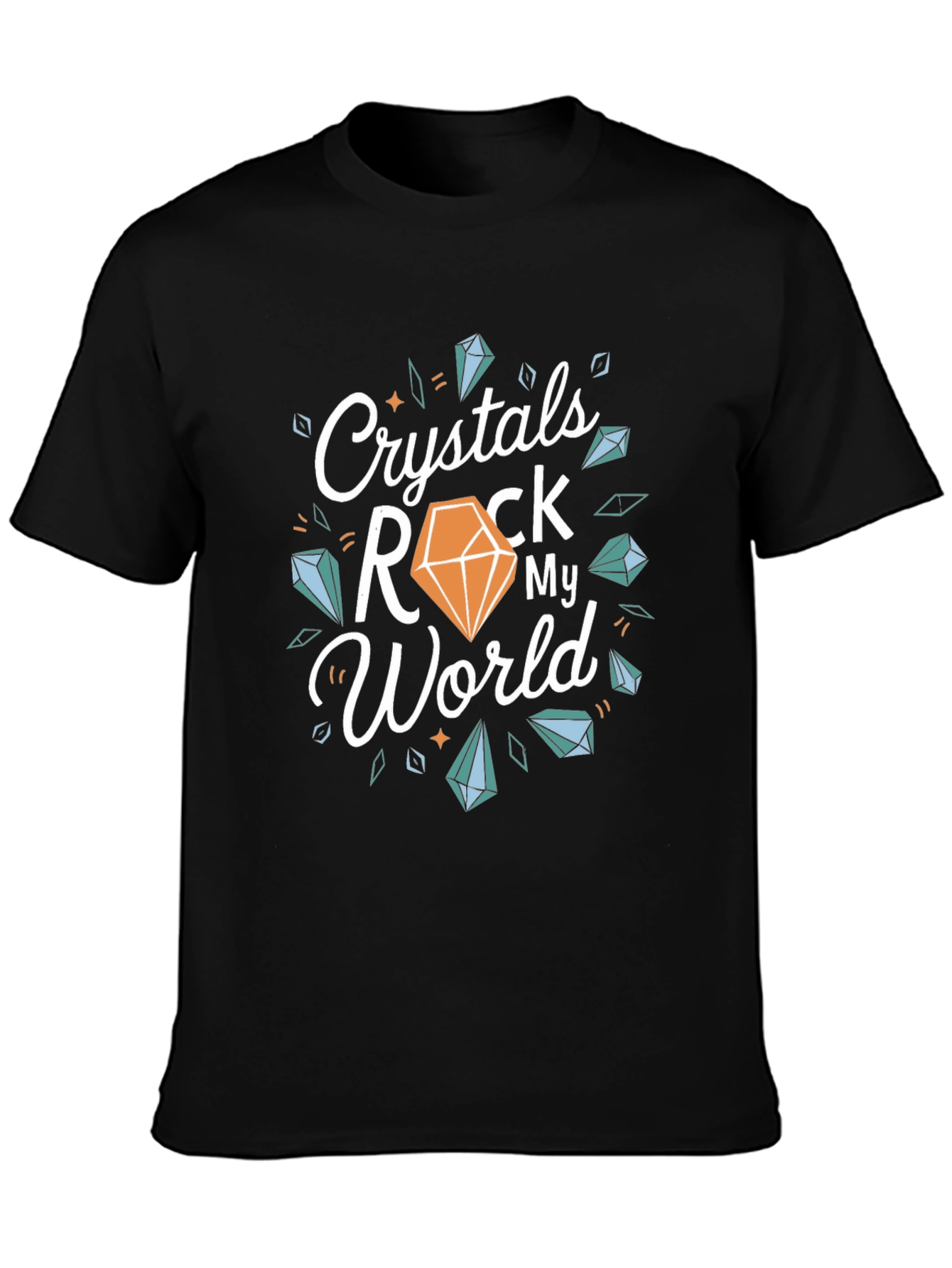 Crystals Rock My World Black T-Shirt