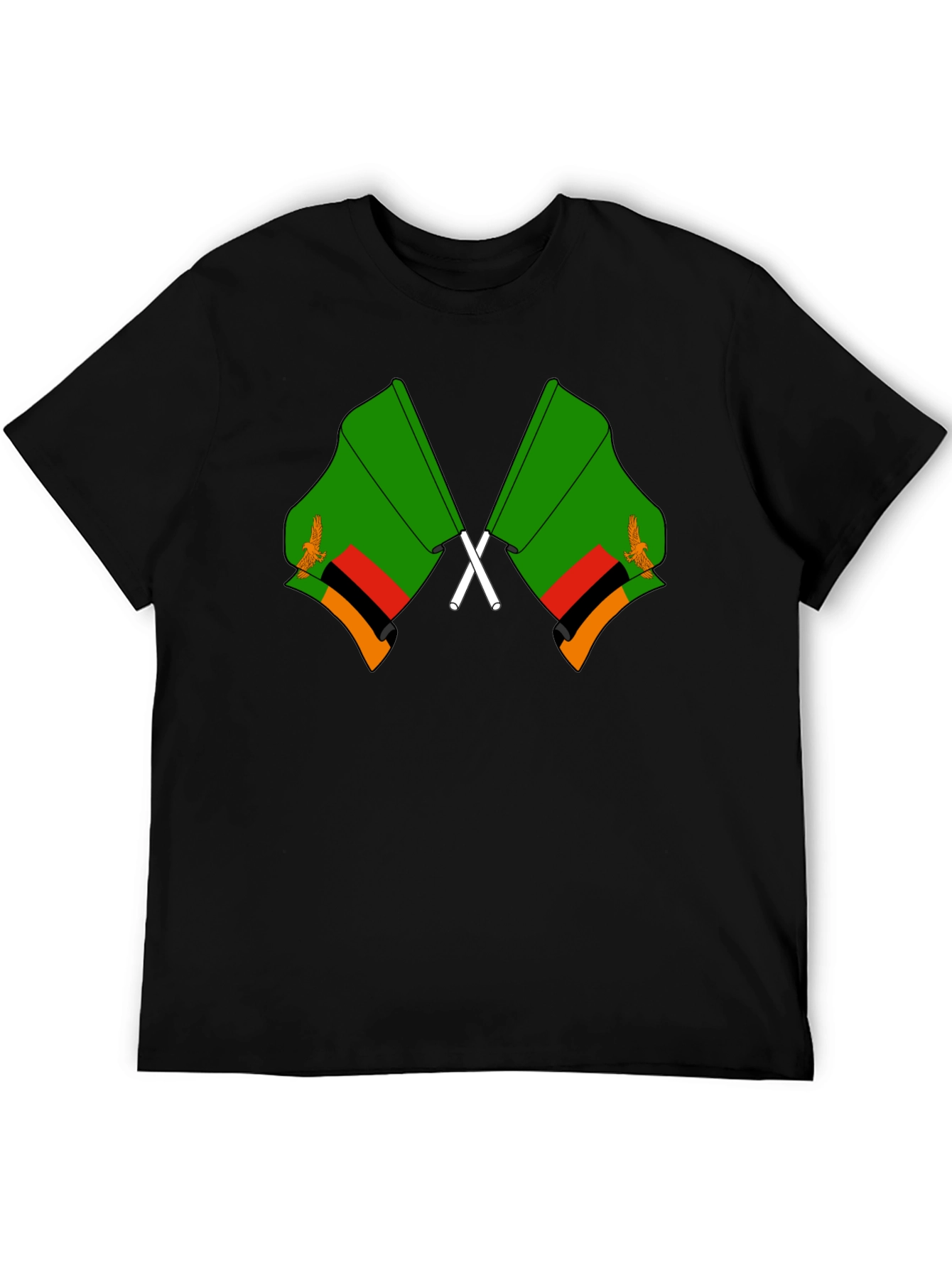 Zambia Flag T-Shirt - Black