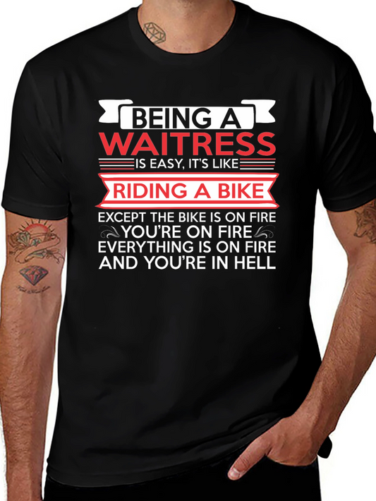 Funny Waitress T-Shirt: Riding a Bike in Hell