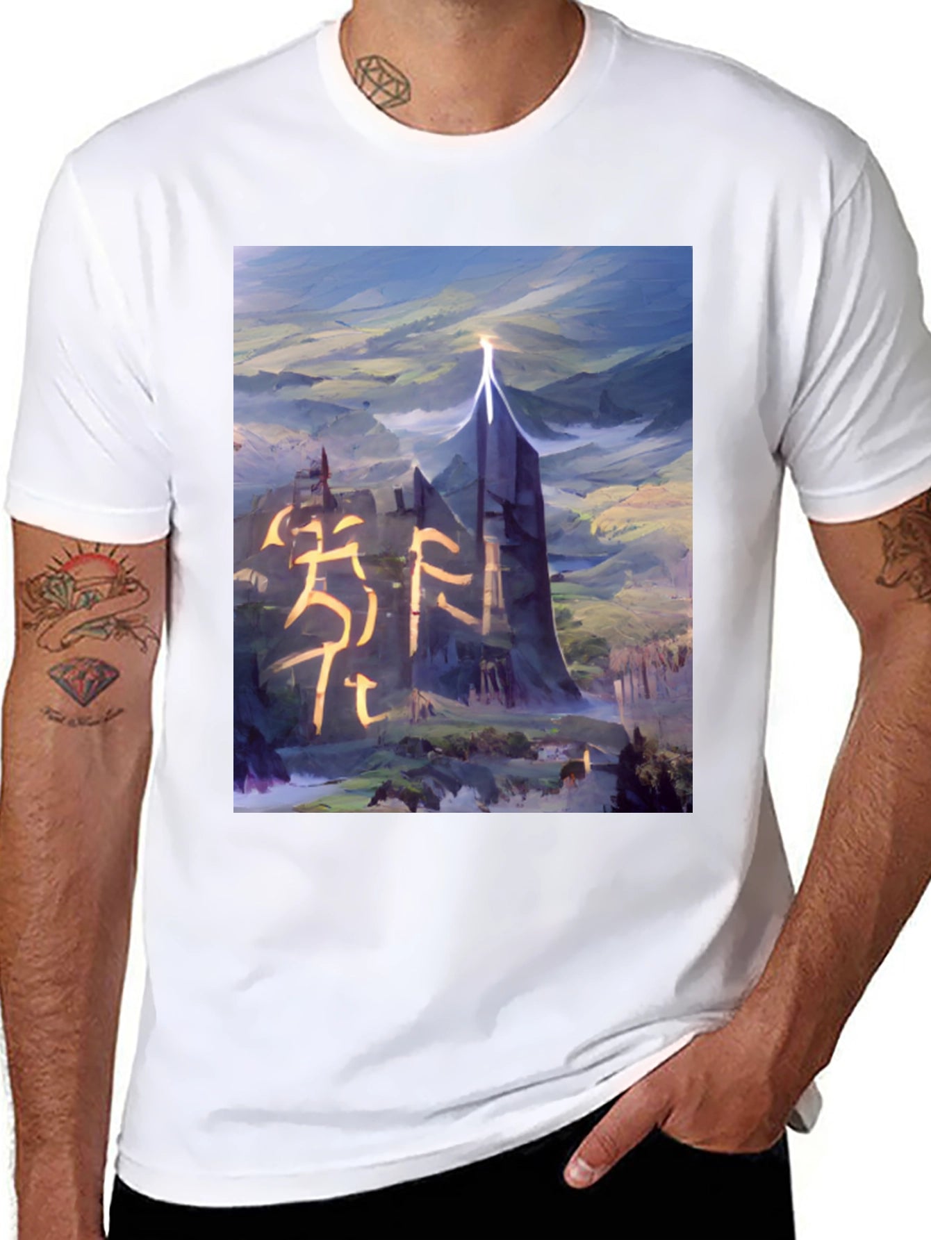 Fantasy Landscape Graphic Tee - Black T-Shirt