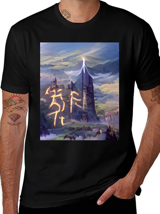 Fantasy Landscape Graphic Tee - Black T-Shirt