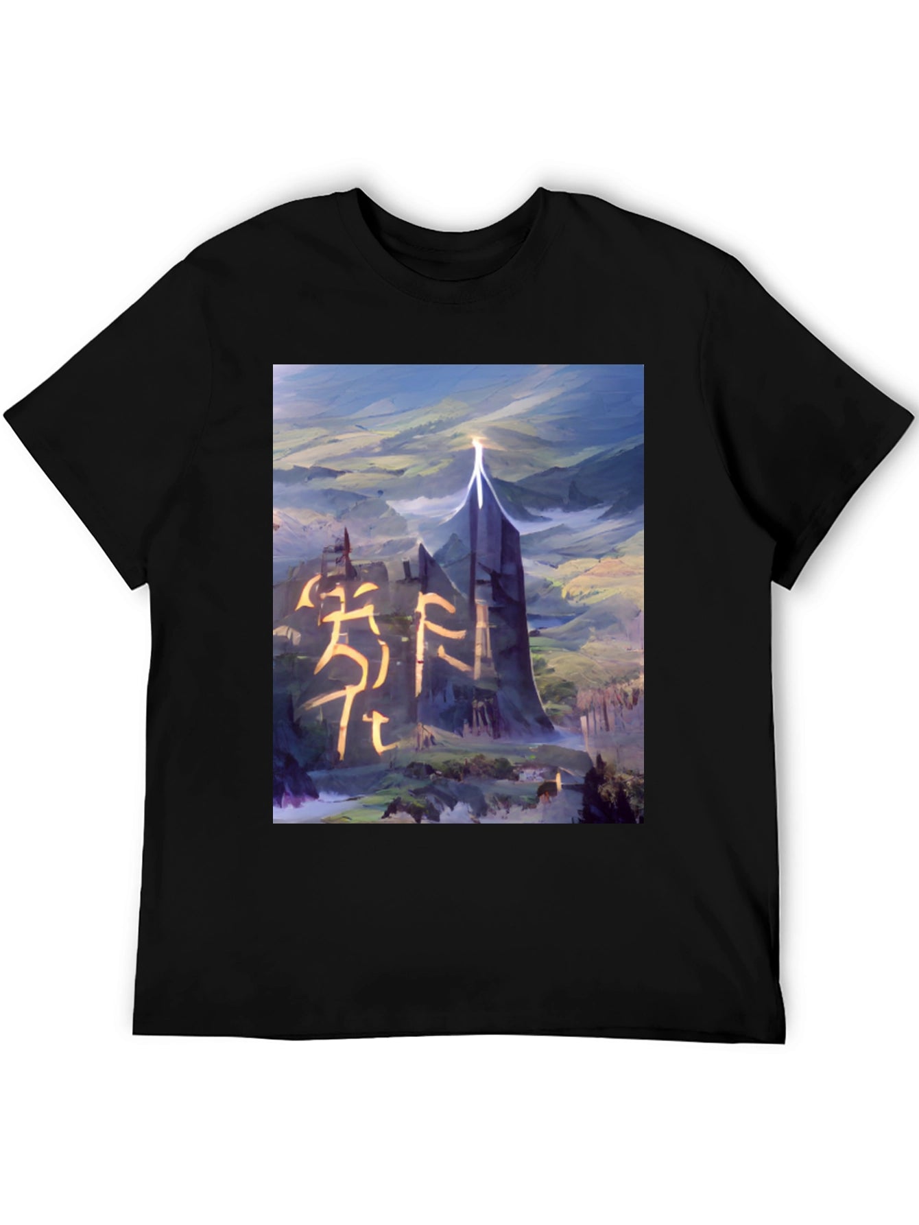 Fantasy Landscape Graphic Tee - Black T-Shirt