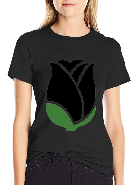 Black Rose Graphic Tee - Modern Minimalist Design