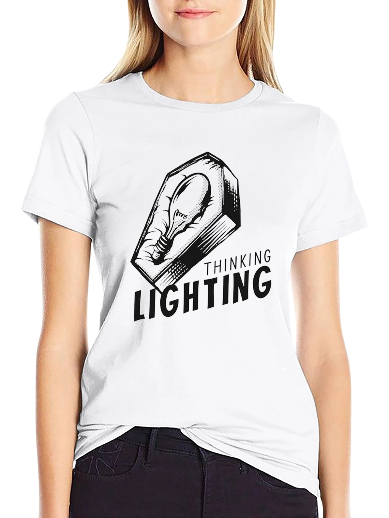 Thinking Lighting Mens Black Graphic Tee