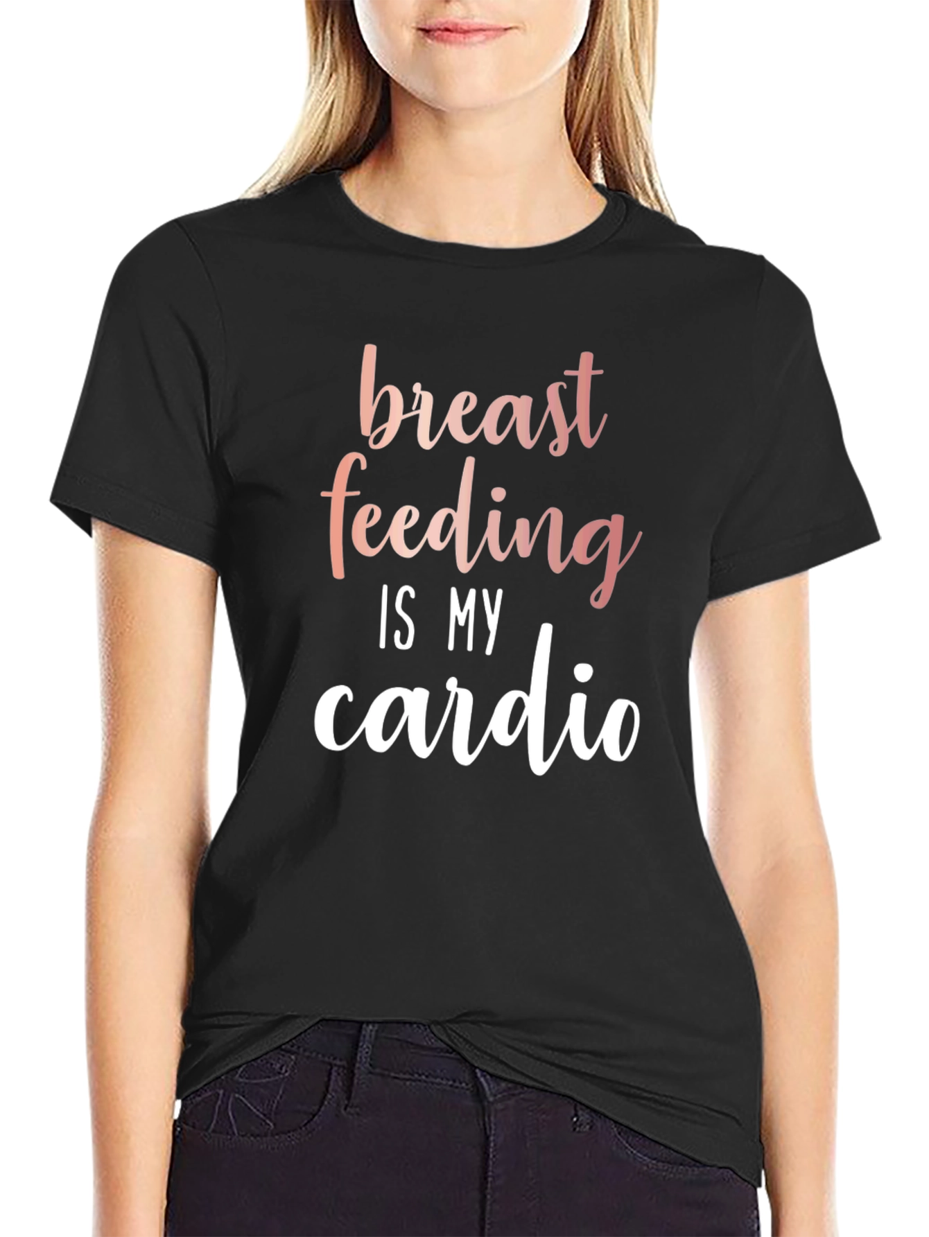 Breastfeeding is My Cardio Black T-Shirt