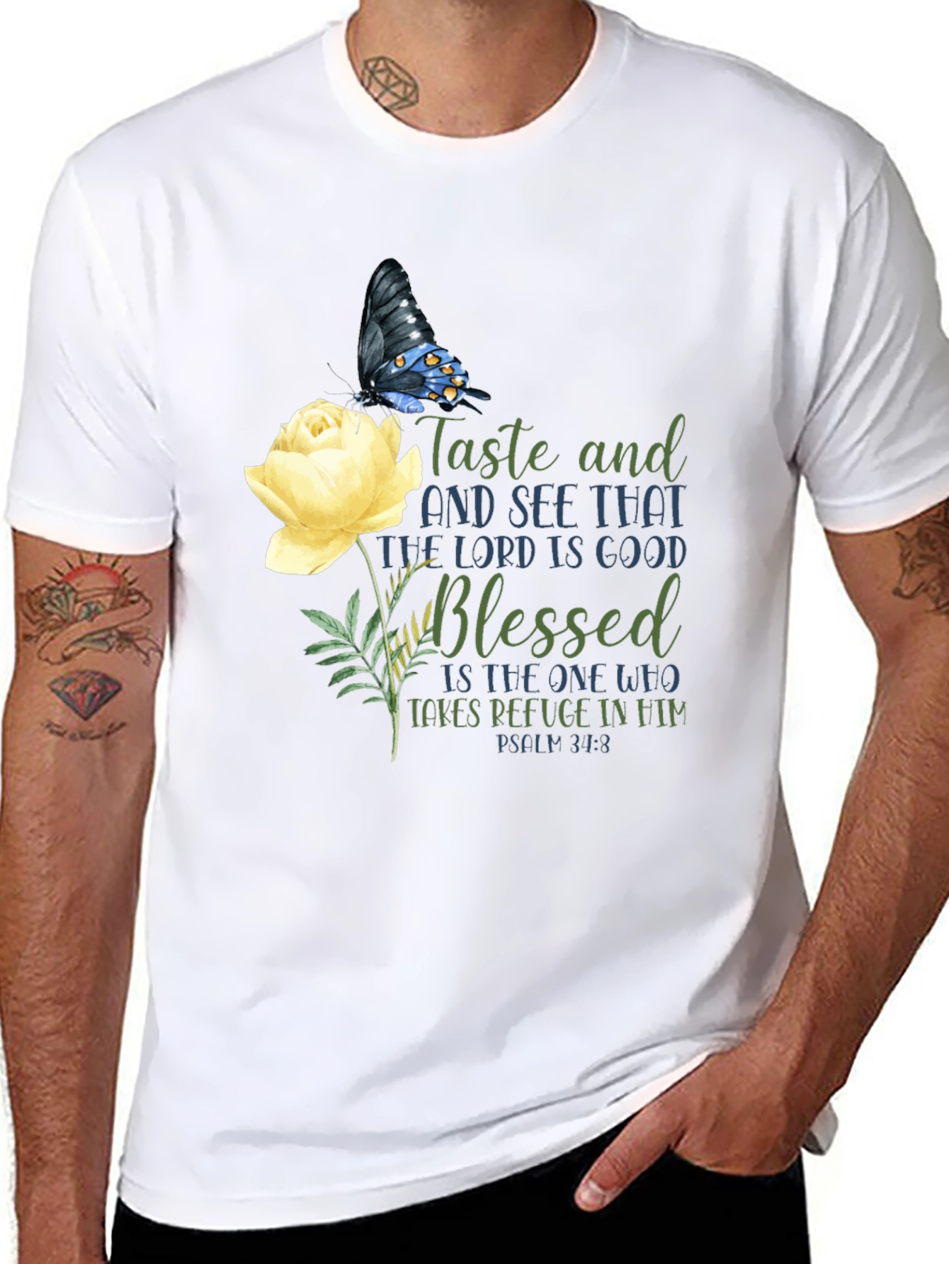 Taste and See T-Shirt - Floral Butterfly Design