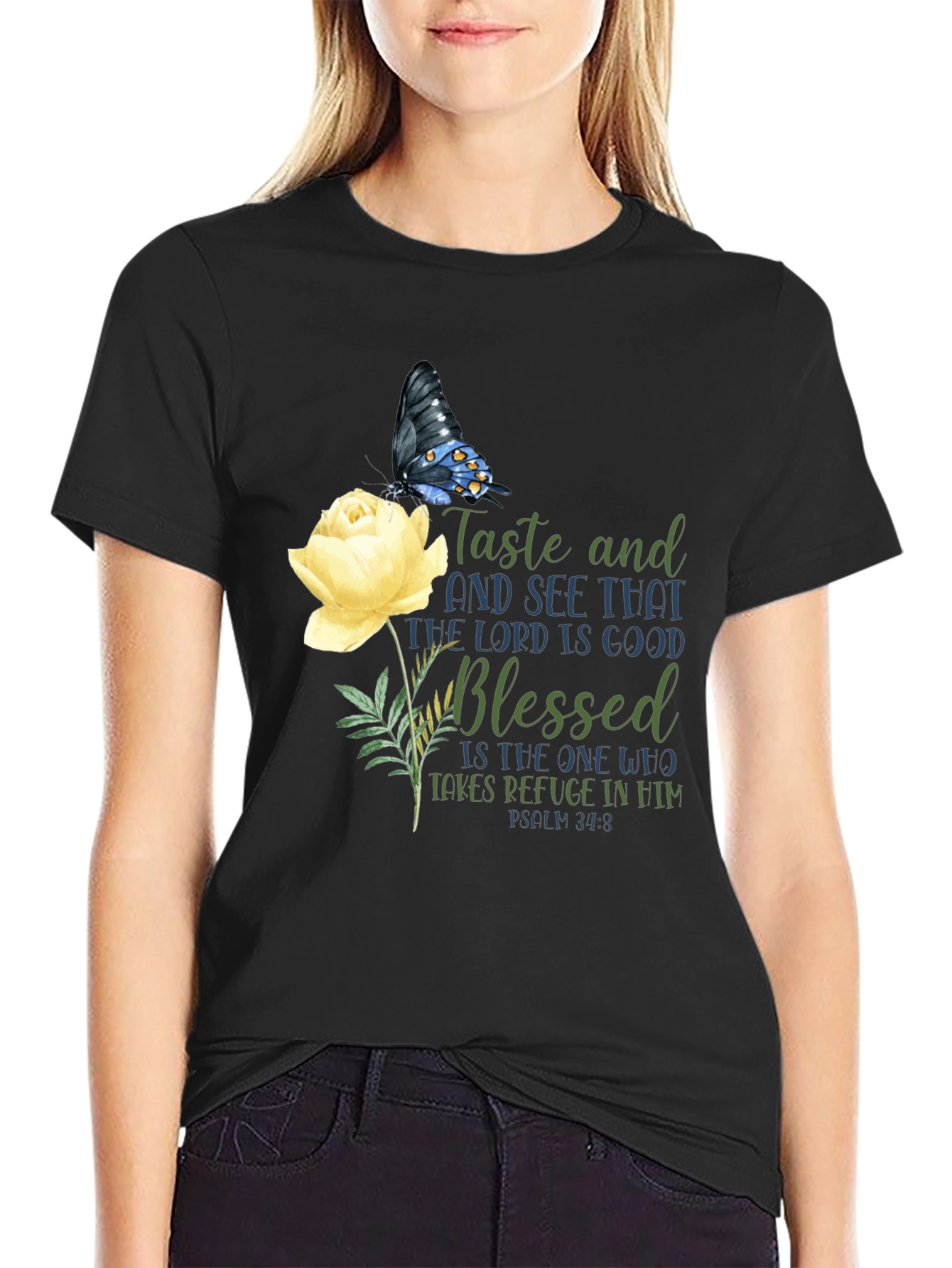 Taste and See T-Shirt - Floral Butterfly Design