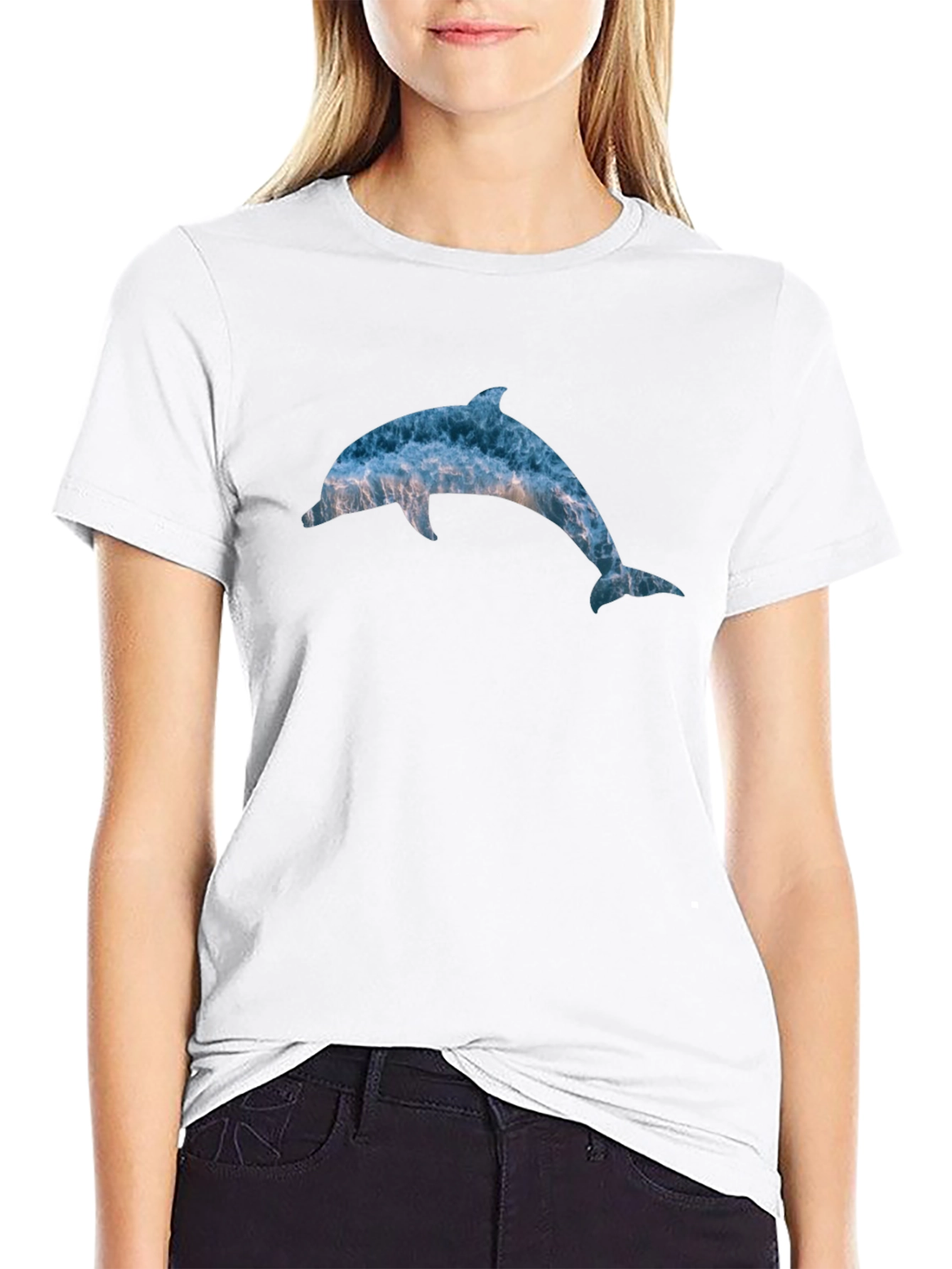 Ocean Dolphin Graphic T-Shirt - Black Cotton Tee