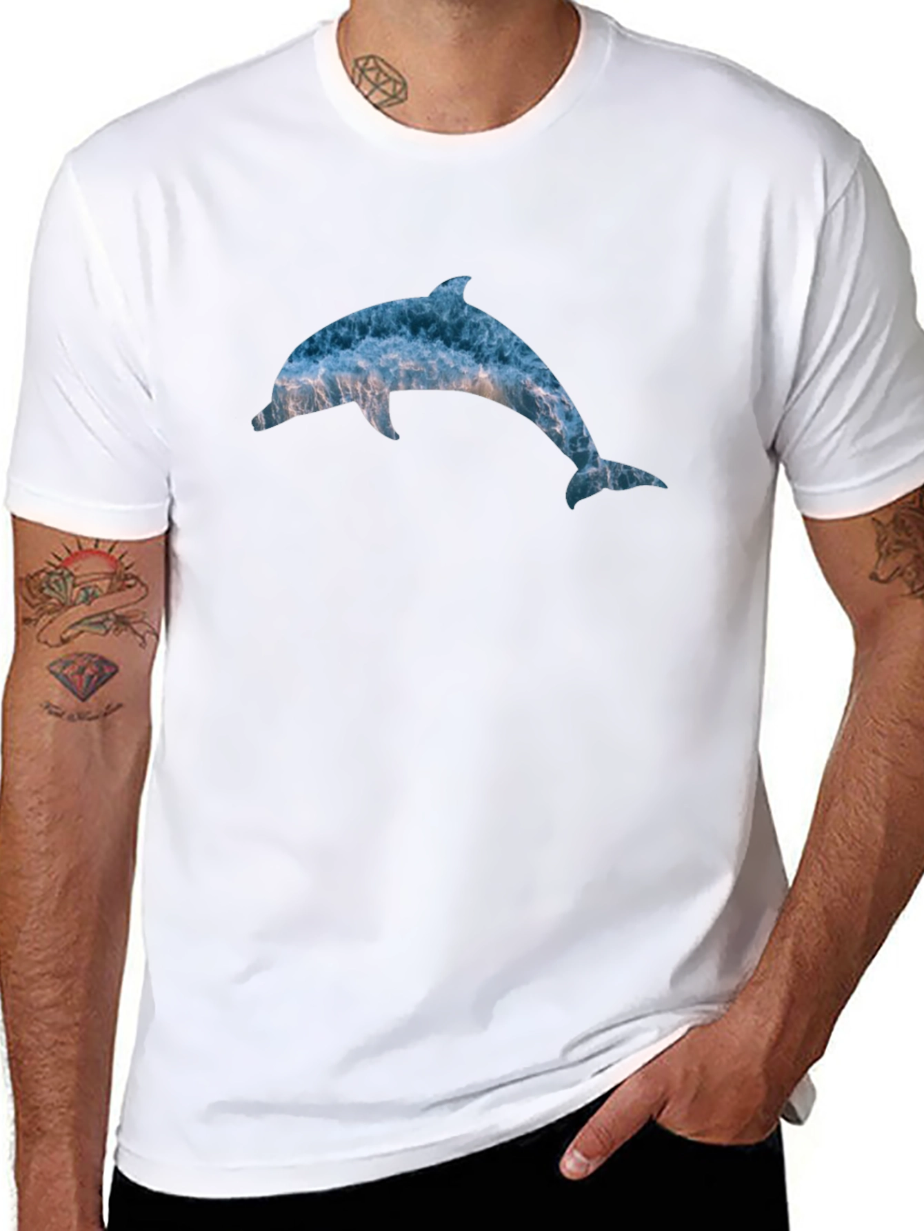 Ocean Dolphin Graphic T-Shirt - Black Cotton Tee