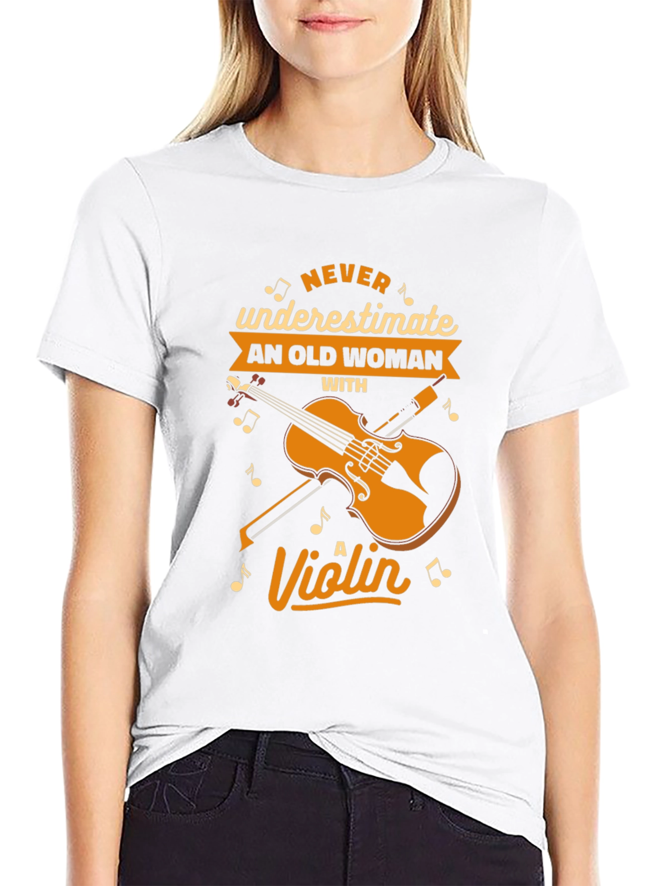 Never Underestimate an Old Woman with a Violin T-Shirt