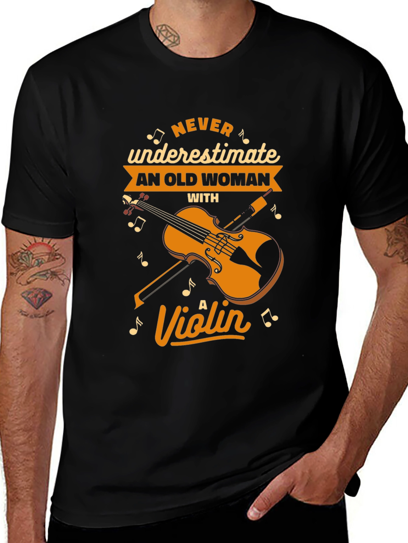 Never Underestimate an Old Woman with a Violin T-Shirt