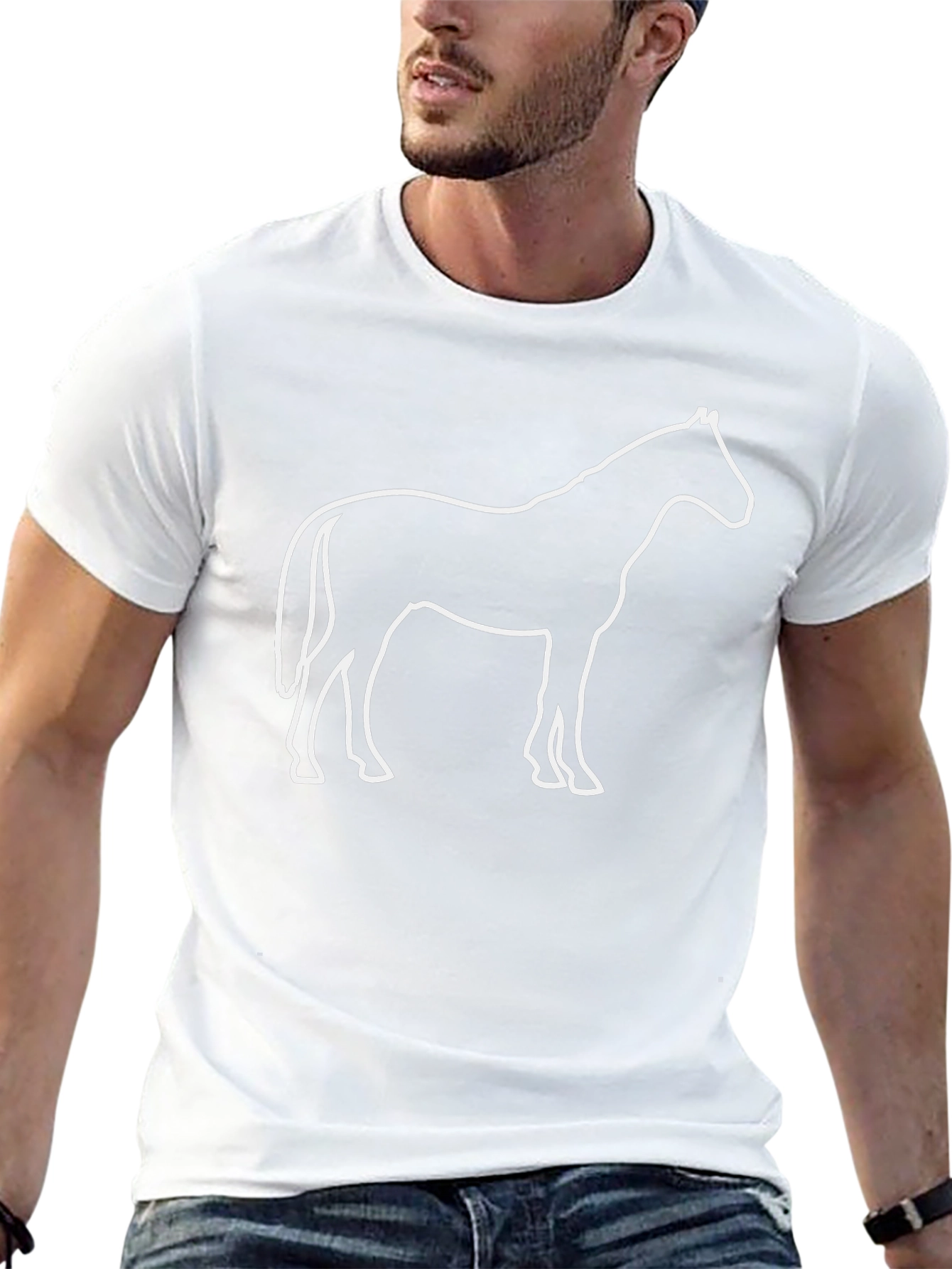 Black Horse Outline Graphic Tee - Mens