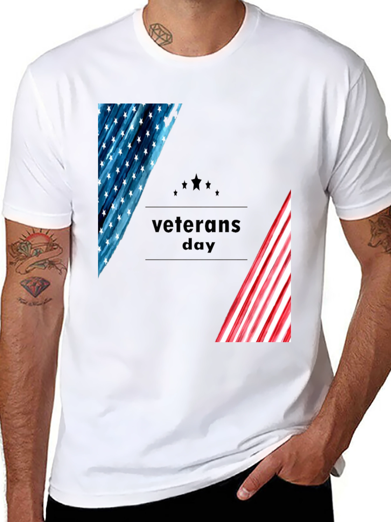 Veterans Day Graphic Tee - Patriotic American Flag Design