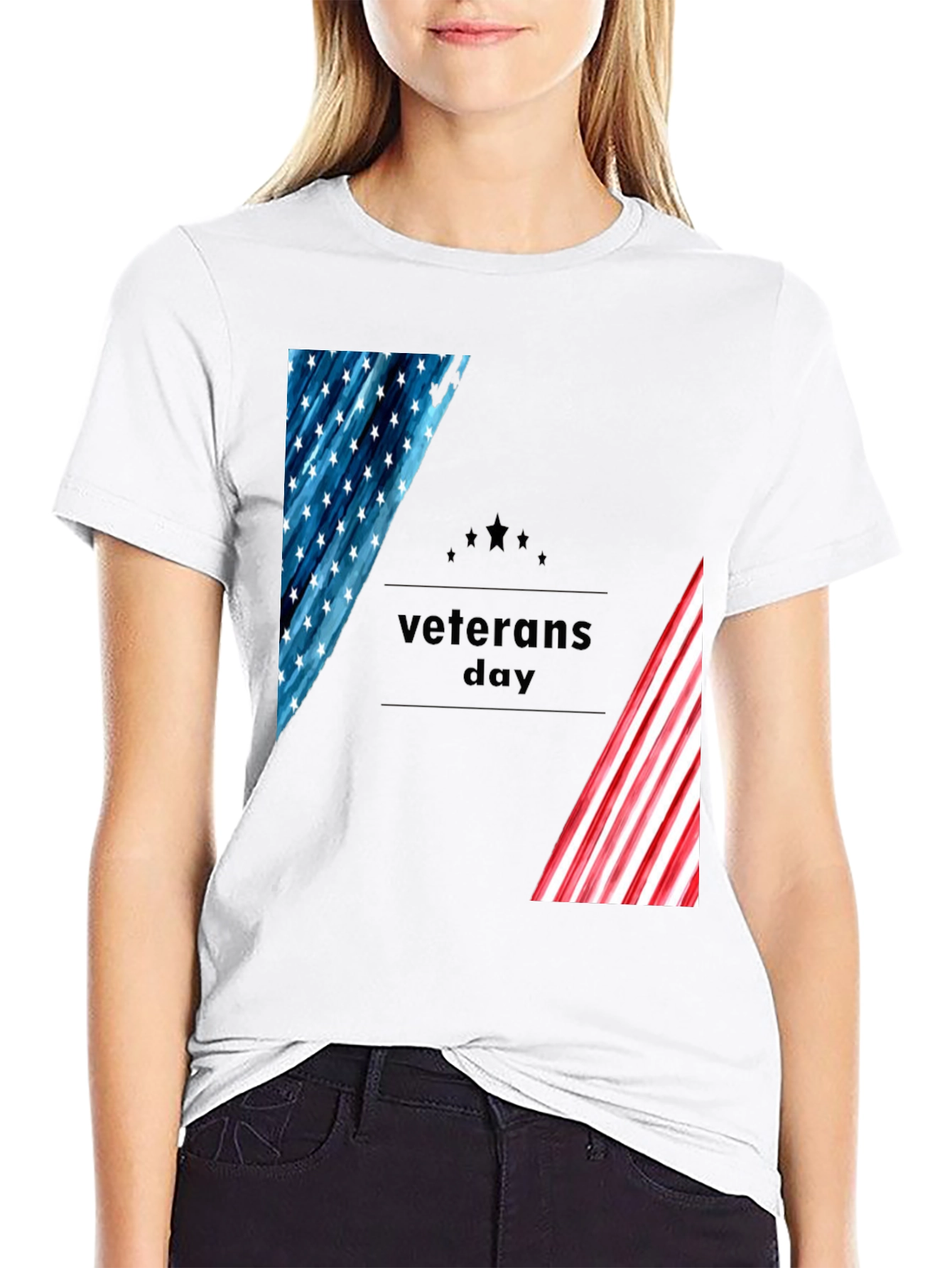Veterans Day Graphic Tee - Patriotic American Flag Design