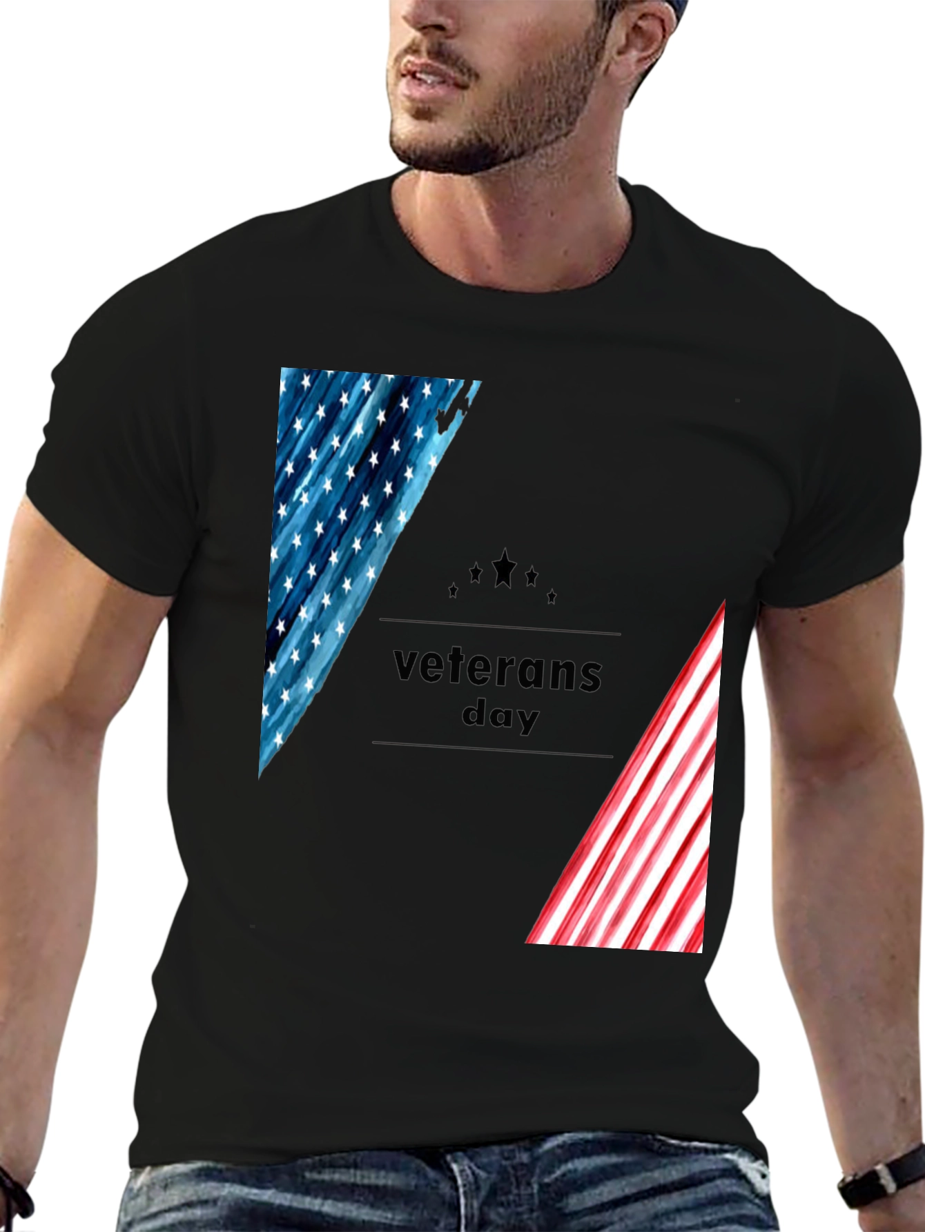 Veterans Day Graphic Tee - Patriotic American Flag Design