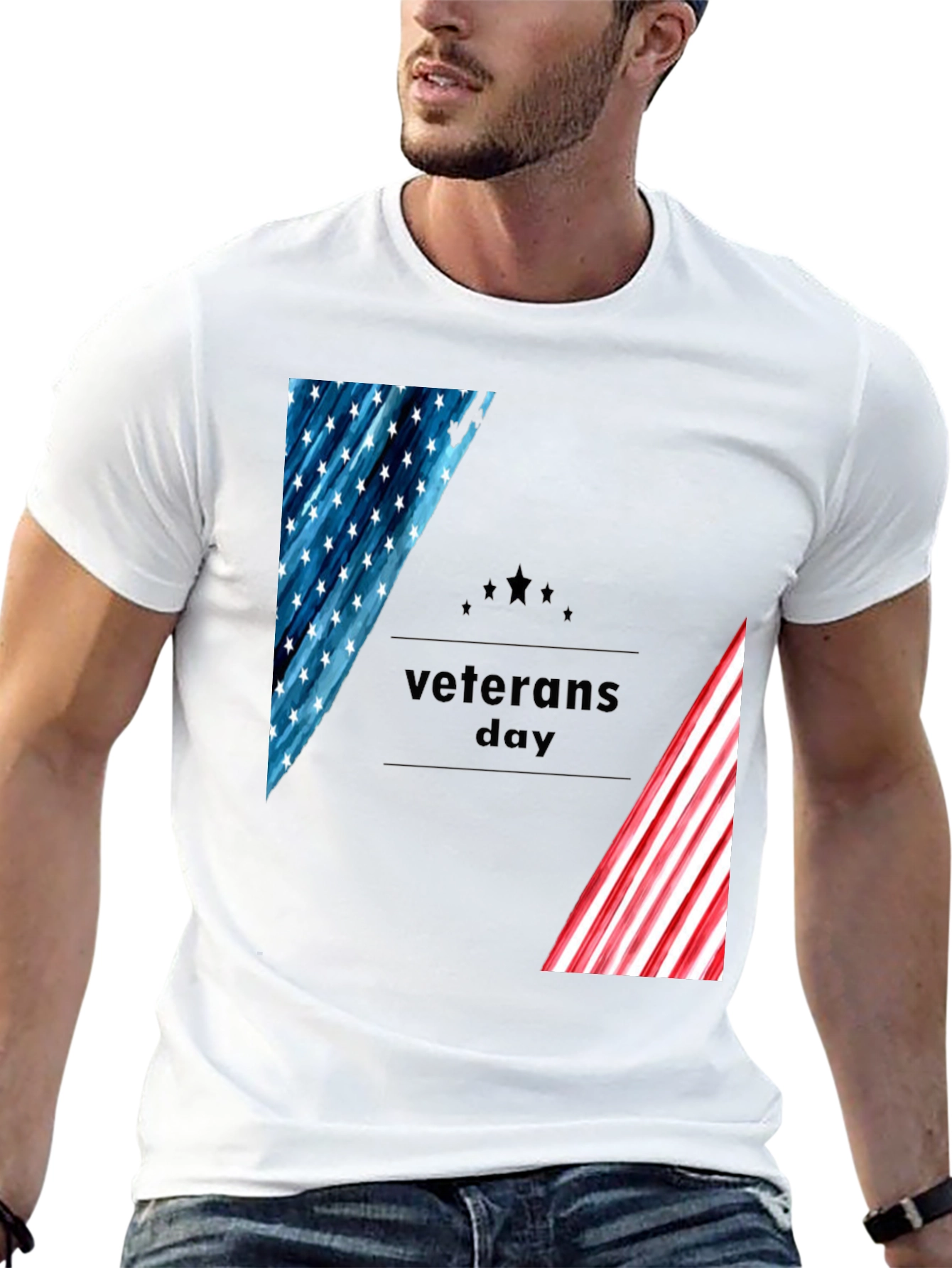 Veterans Day Graphic Tee - Patriotic American Flag Design