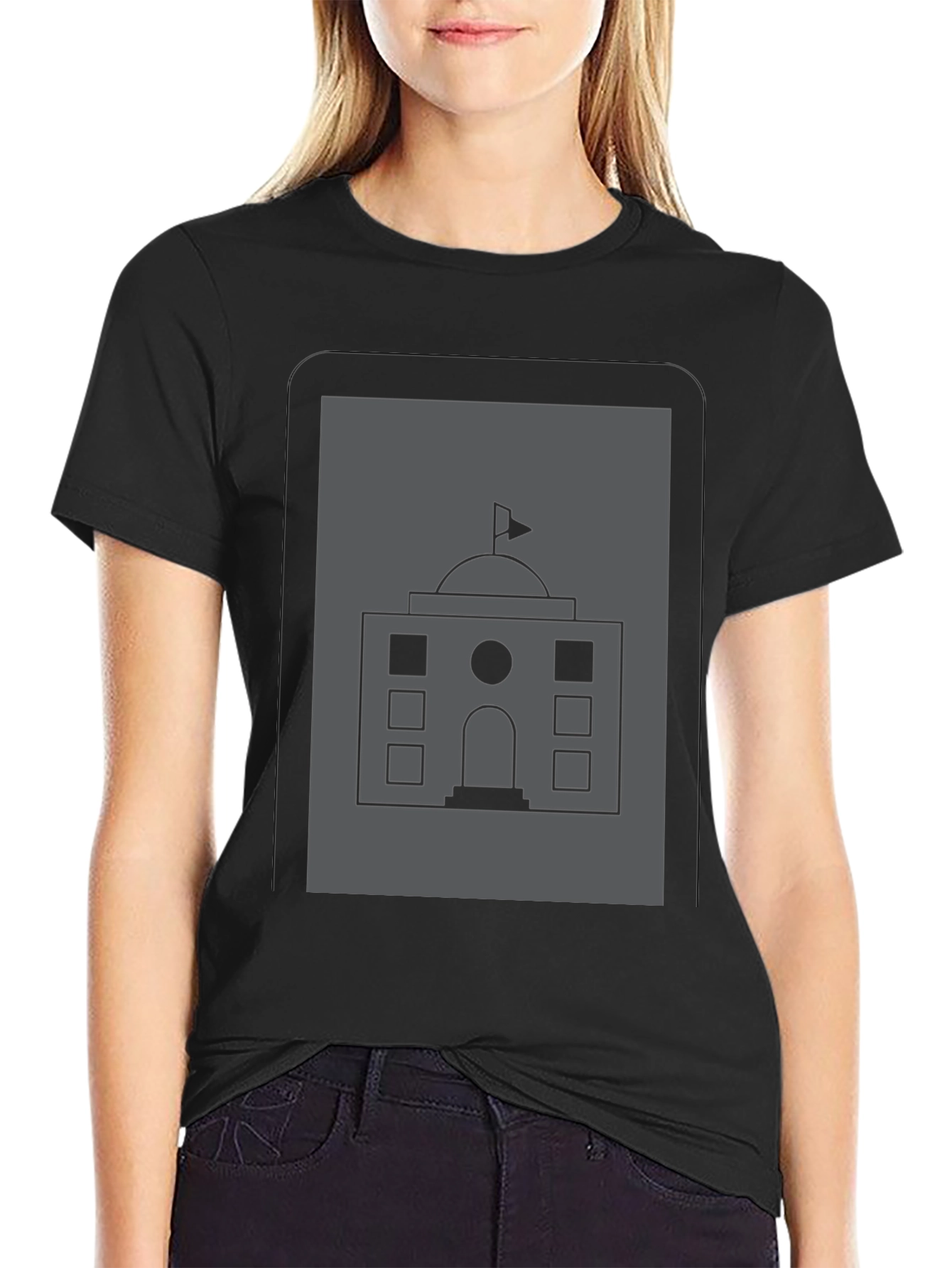 Architectural Graphic T-Shirt - Black Cotton Tee