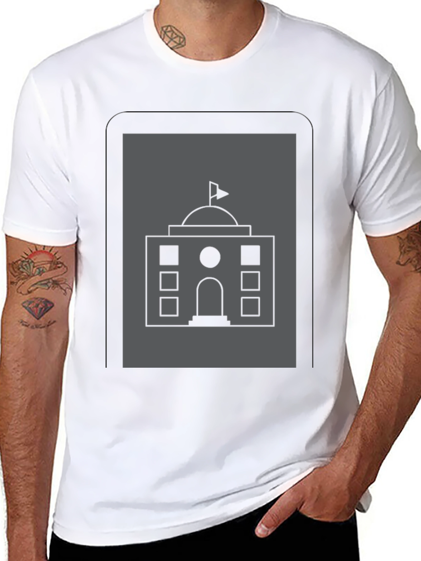 Architectural Graphic T-Shirt - Black Cotton Tee