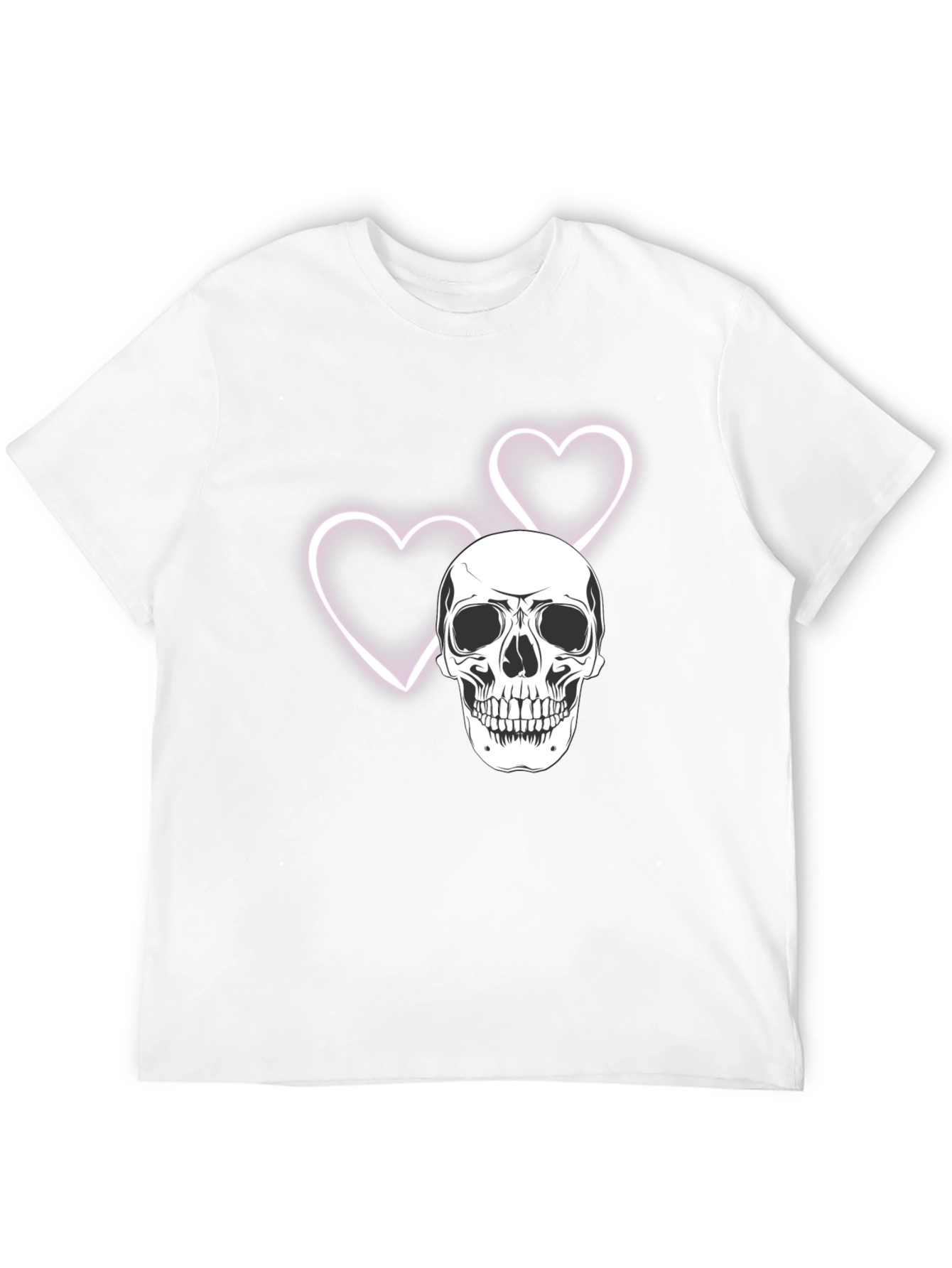 Skull & Hearts Graphic Tee - Black Cotton T-Shirt