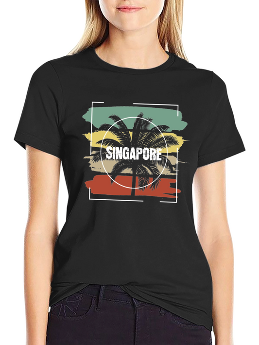 Singapore Palm Tree Retro T-Shirt