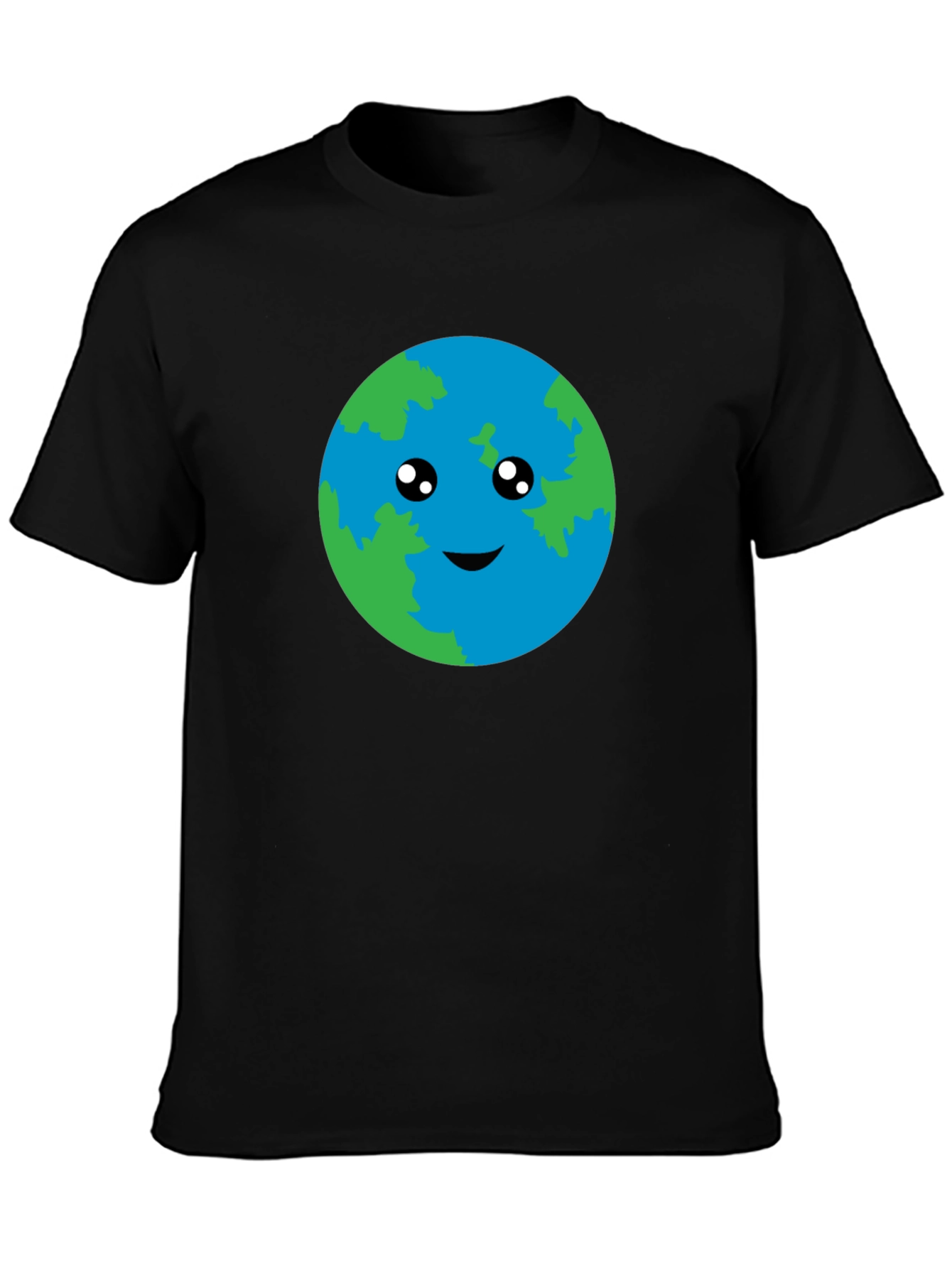 Cute Earth Graphic Black T-Shirt