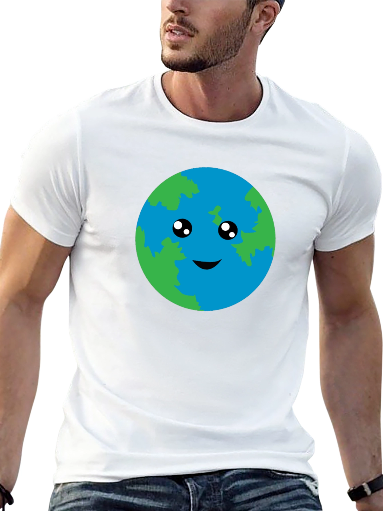 Cute Earth Graphic Black T-Shirt