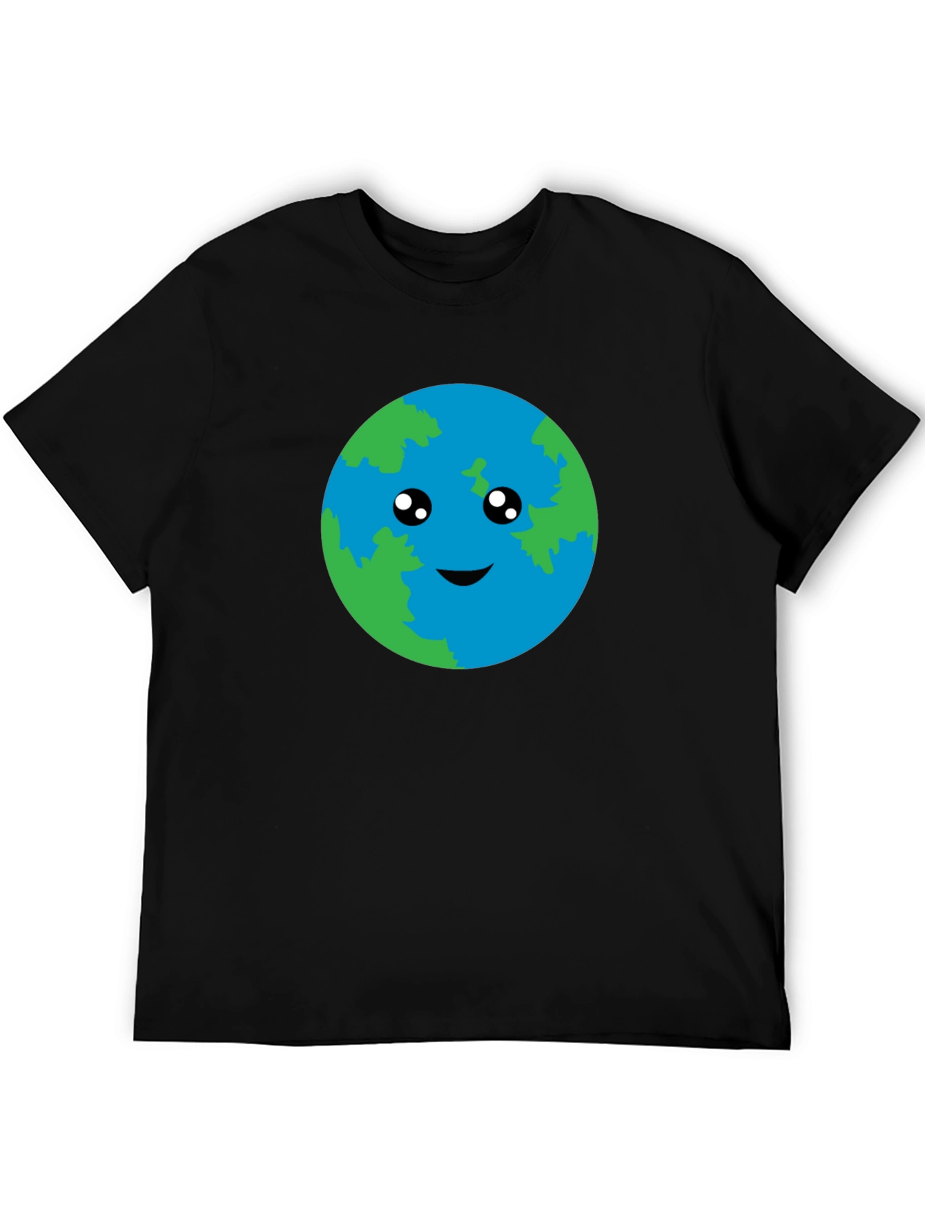 Cute Earth Graphic Black T-Shirt