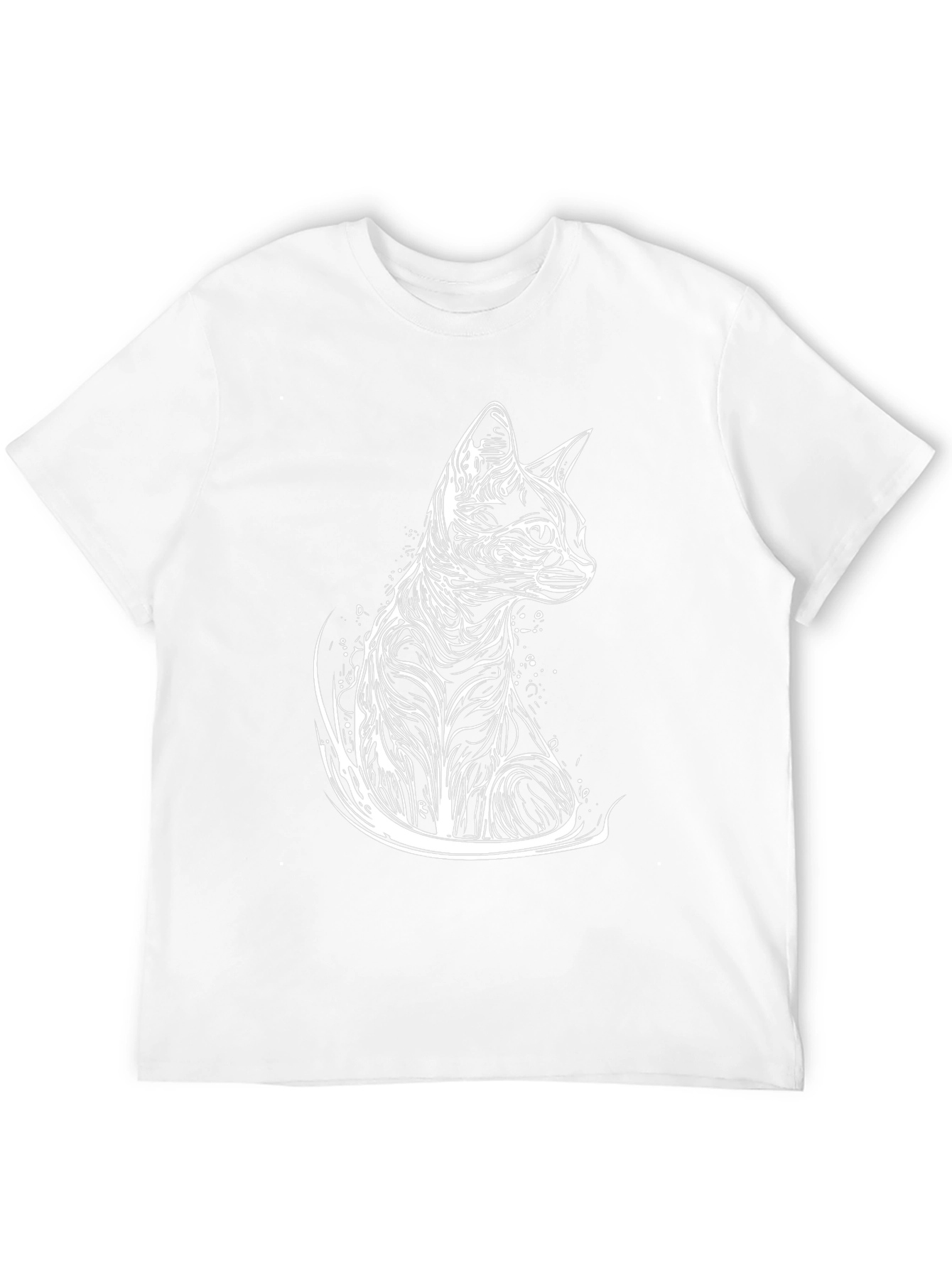 Abstract Cat Graphic Tee - Stylish Black T-Shirt