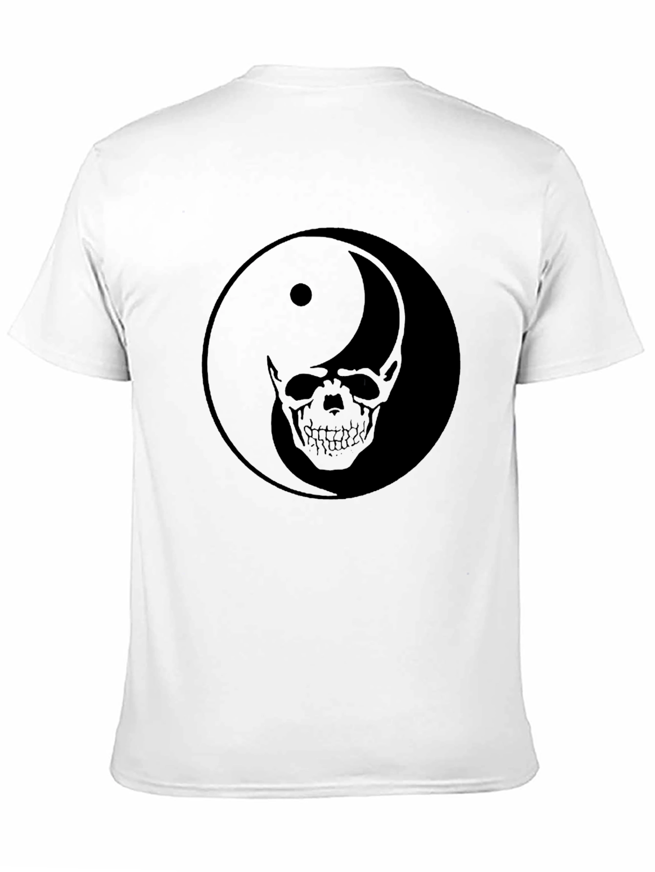 Yin Yang Skull Graphic Black T-Shirt