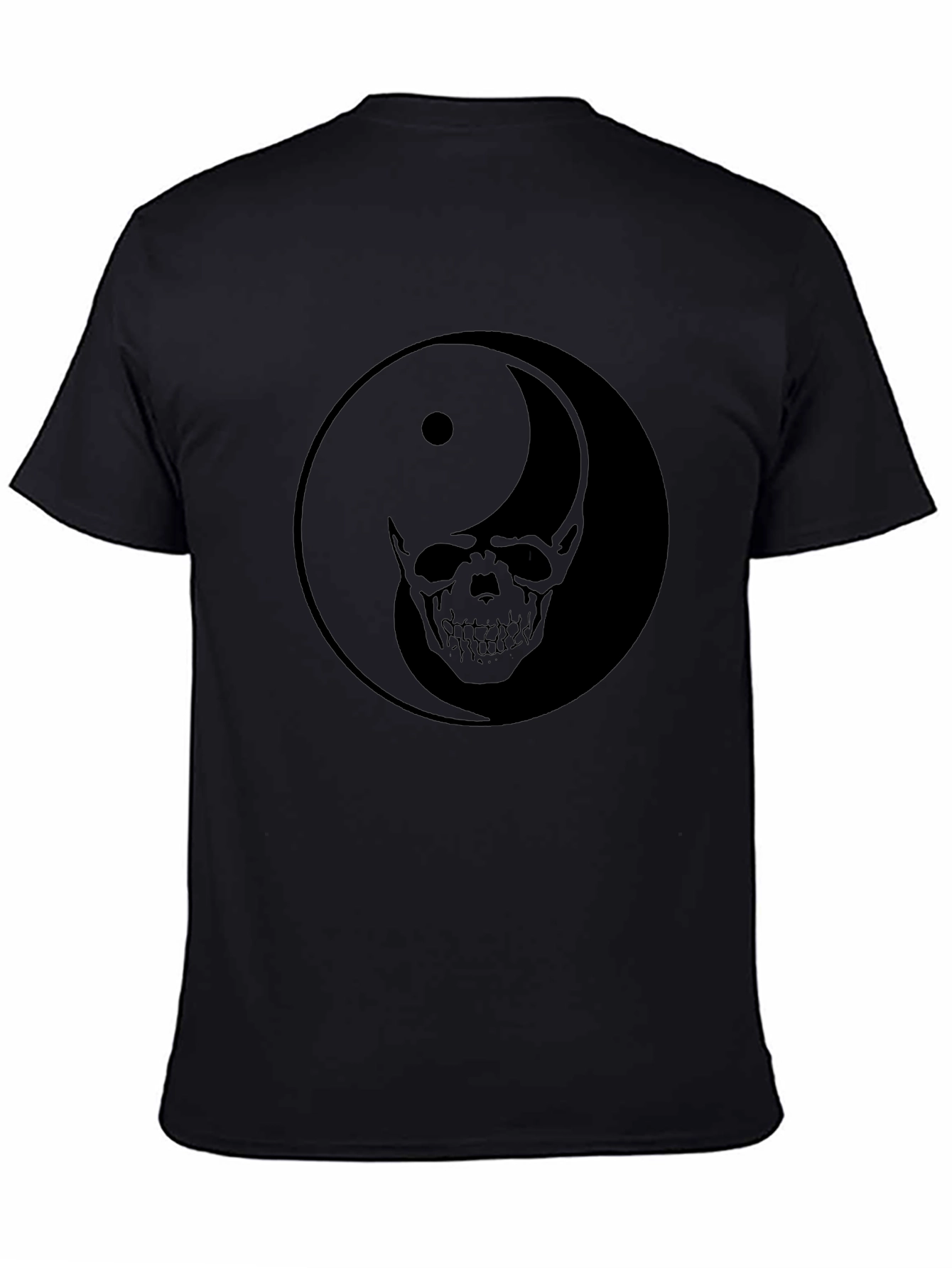 Yin Yang Skull Graphic Black T-Shirt