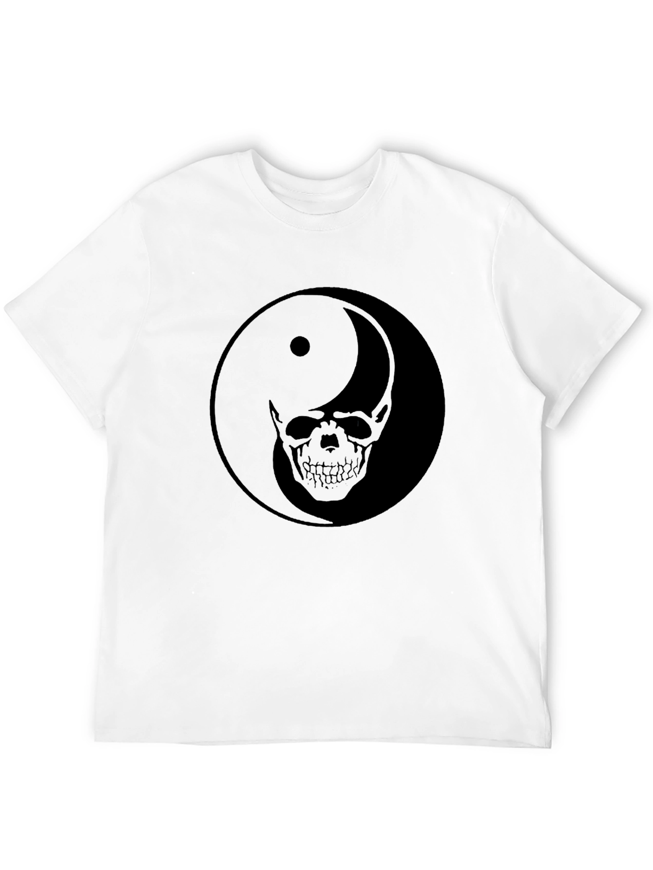 Yin Yang Skull Graphic Black T-Shirt