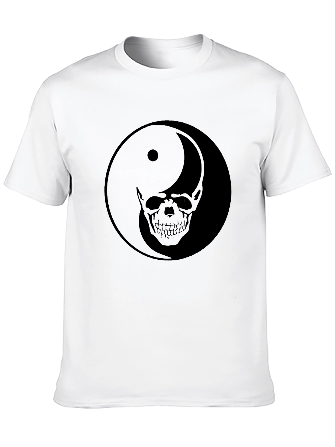 Yin Yang Skull Graphic Black T-Shirt
